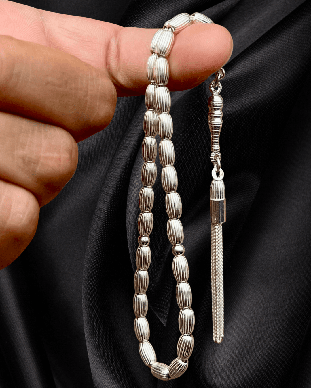 925 AYAR FULL GÜMÜŞ TESBİH-DERİ KUTU İLE GÖNDERİM