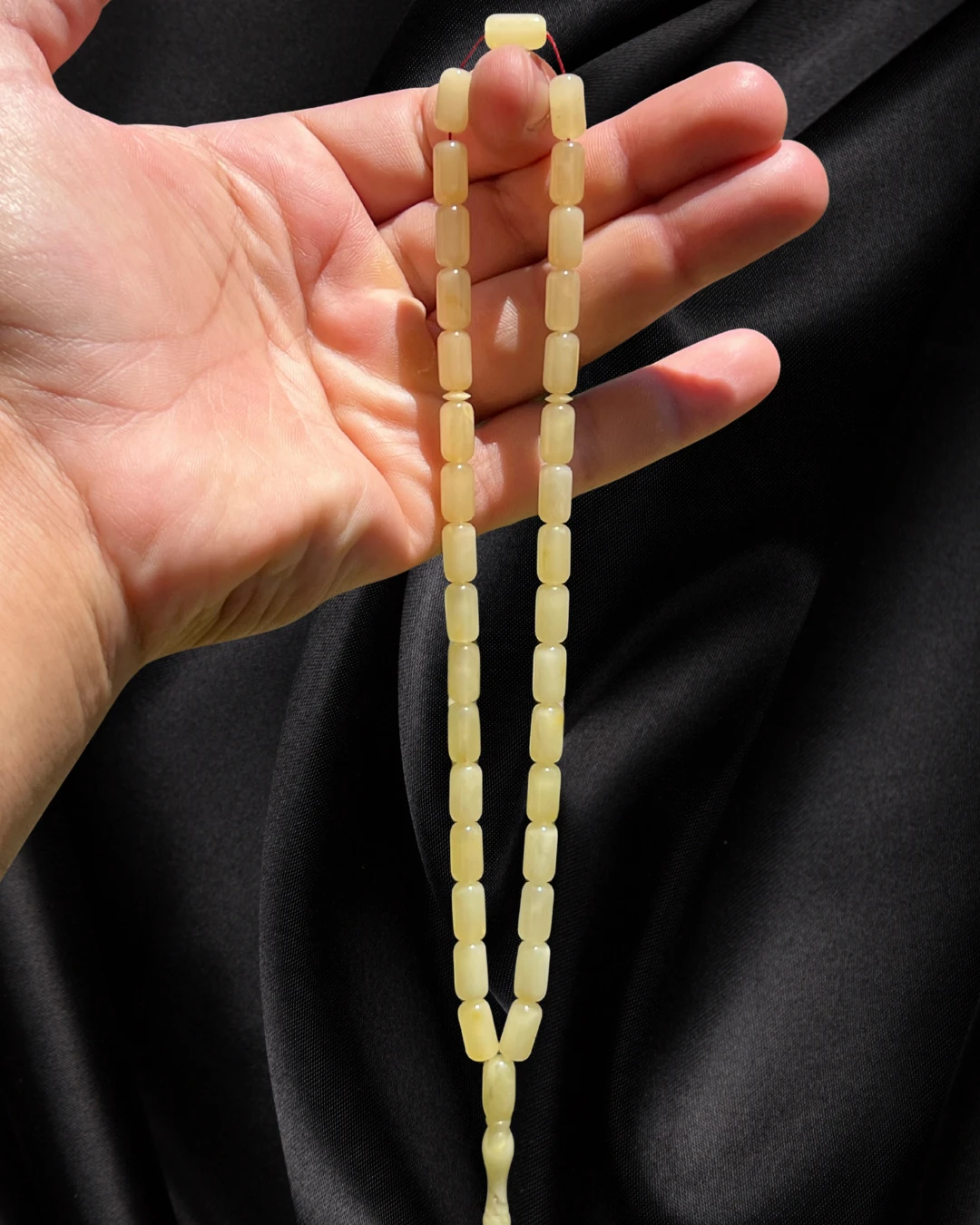 ORJİNAL DAMLA KEHRİBAR TESBİH - 925 AYAR GÜMÜŞ PÜSKÜL