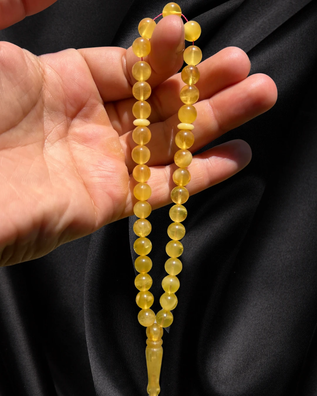 Sertifikalı Baltık Kehribar Tesbih - Gümüş Püskül Tasarım