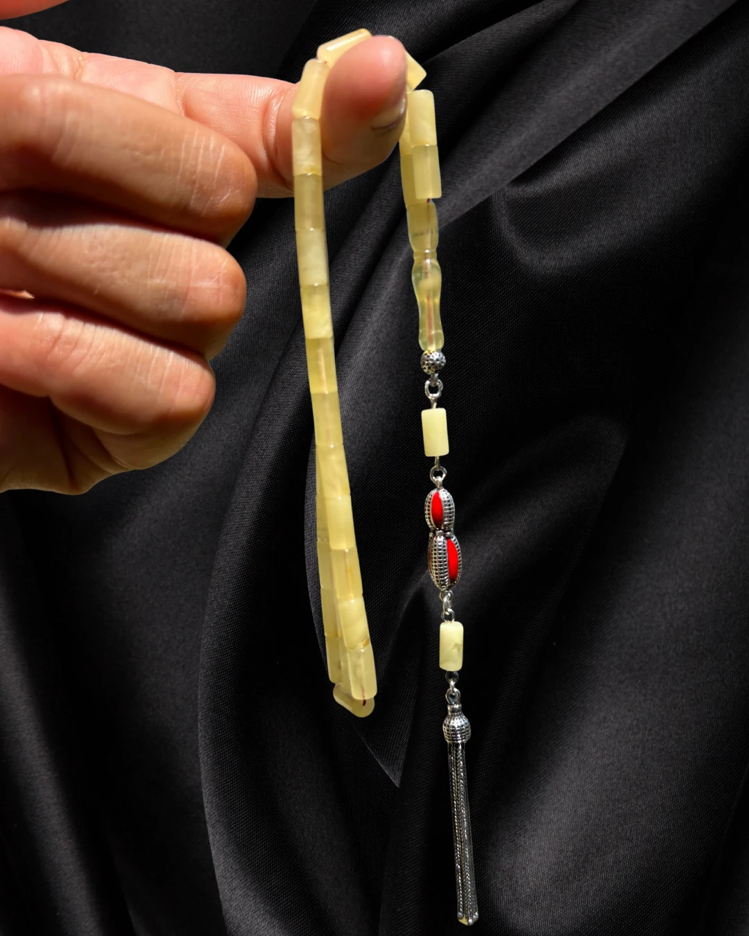 Sertifikalı Baltık Kehribar Tesbih - Gümüş Püskül Tasarım