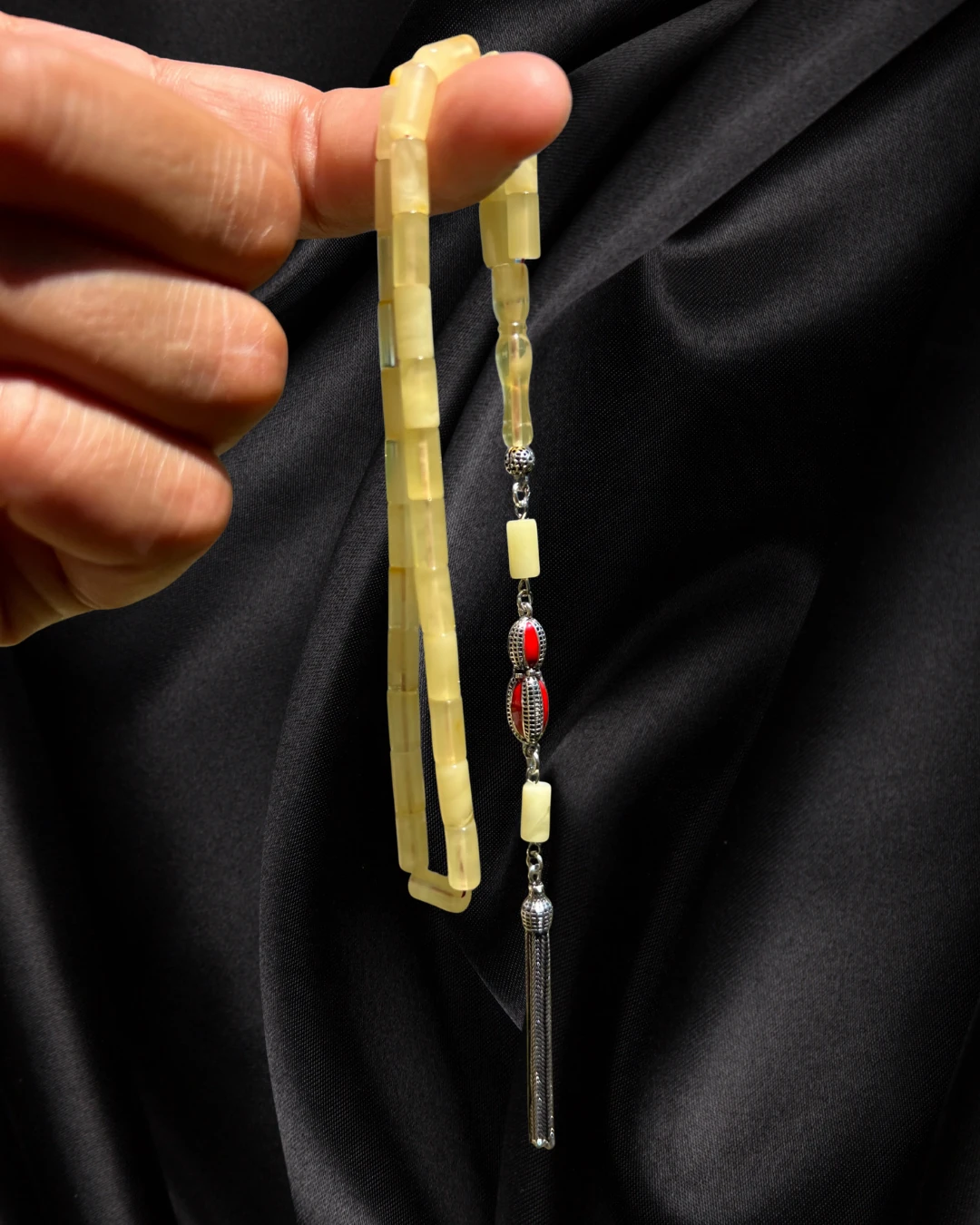 Sertifikalı Baltık Kehribar Tesbih - Gümüş Püskül Tasarım