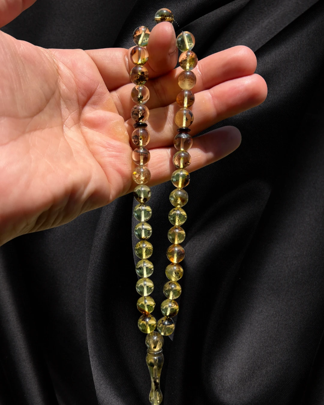 Sertifikalı Baltık Kehribar Tesbih - Gümüş Püskül Tasarım