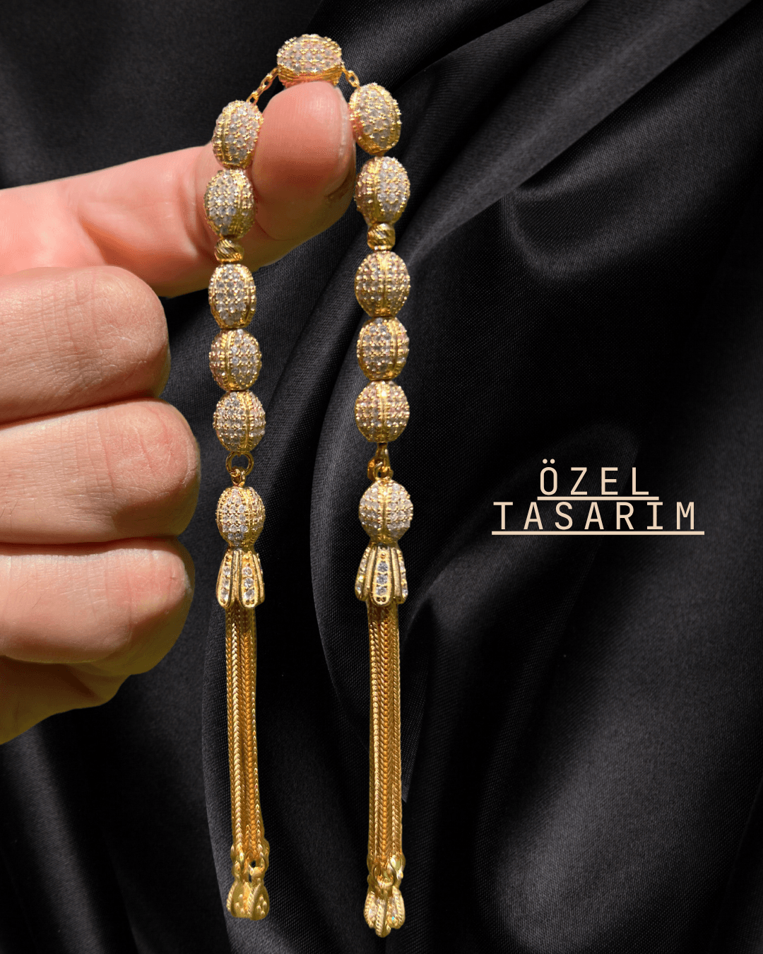 Diamond Serisi Altın Kaplama Full Gümüş Zaza Tesbih