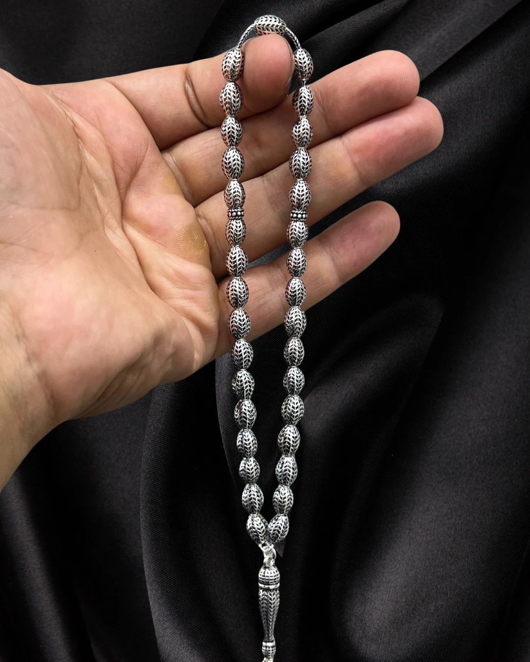 925 AYAR FULL GÜMÜŞ TESBİH-DERİ KUTU İLE GÖNDERİM