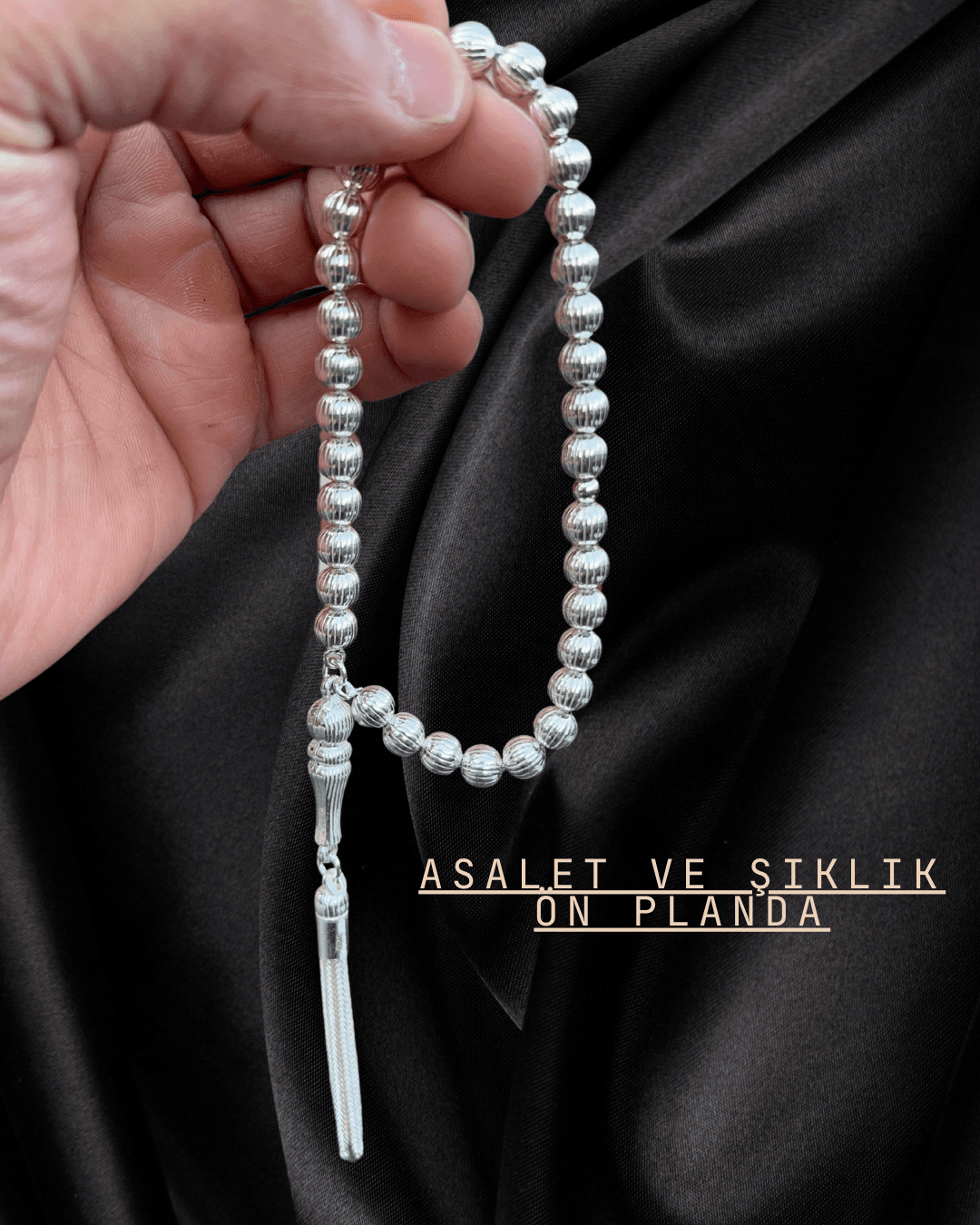 925 Ayar Gümüş Tesbih - Küre Kesim