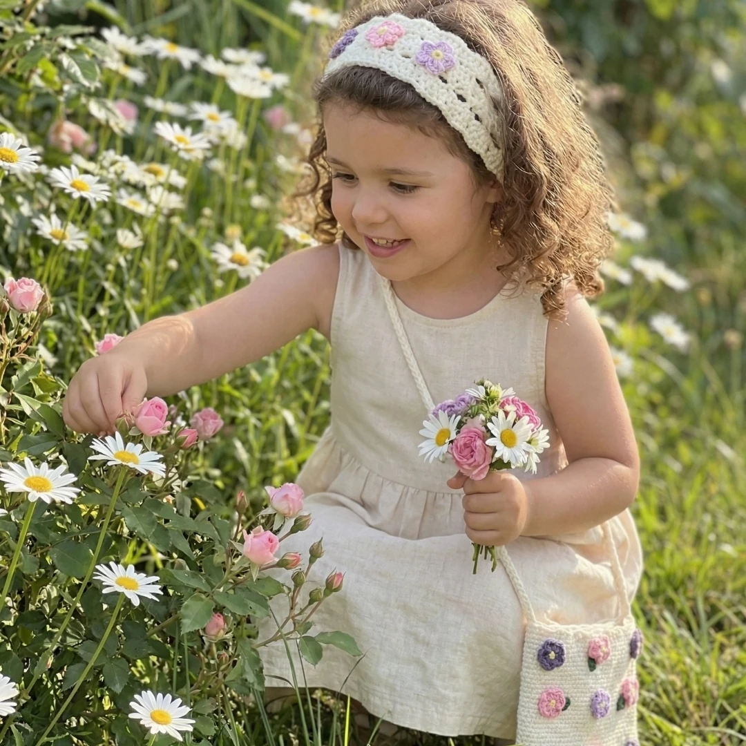 Little Meadow - Kır Çiçekli Saç Bandı Hediyeli Çanta Seti