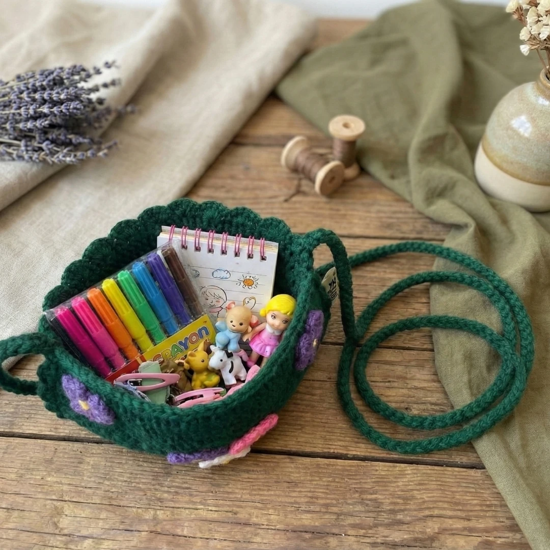 Forest Garden - Saç Bandı Hediyeli Yeşil Örgü Çanta Seti