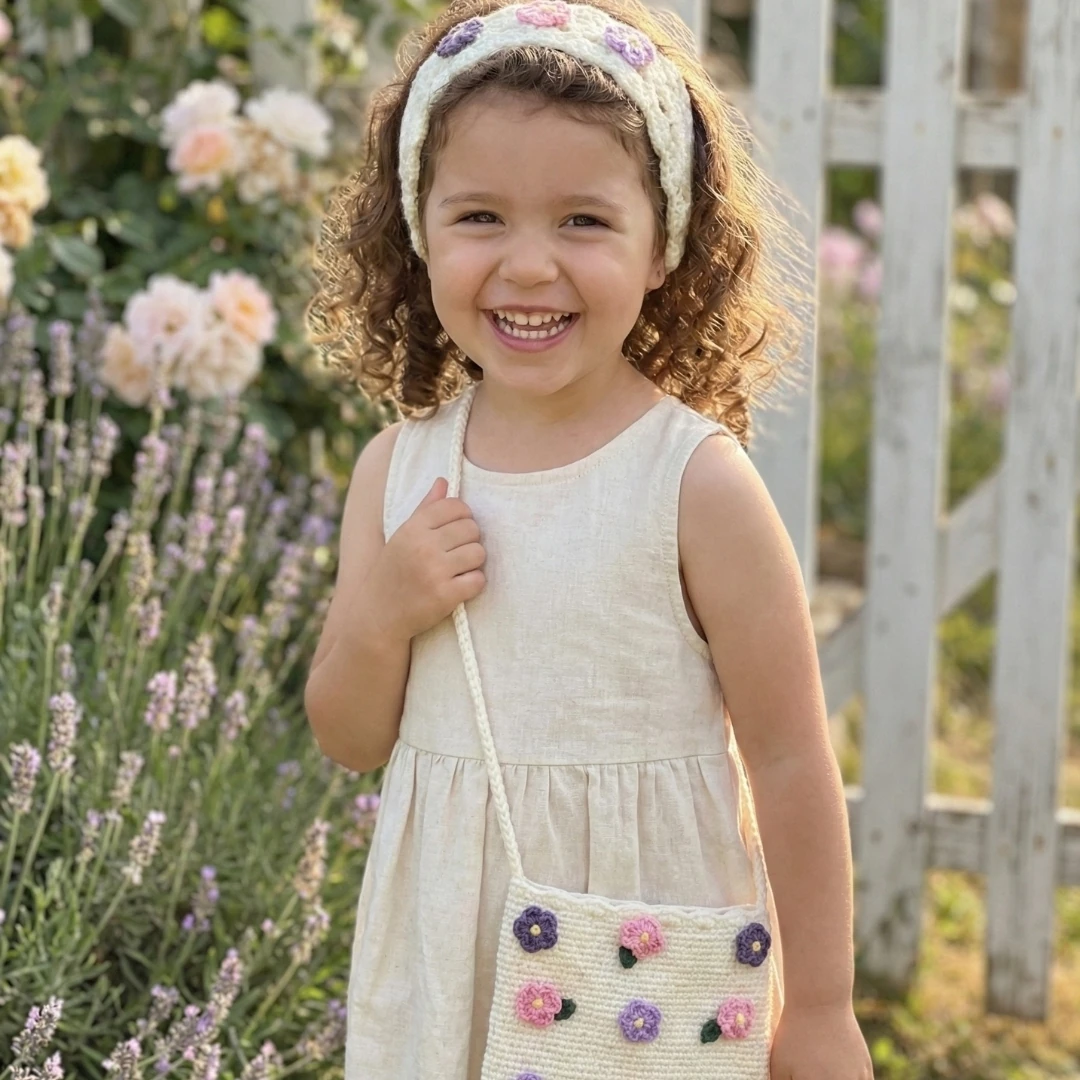 Little Meadow - Kır Çiçekli Saç Bandı Hediyeli Çanta Seti