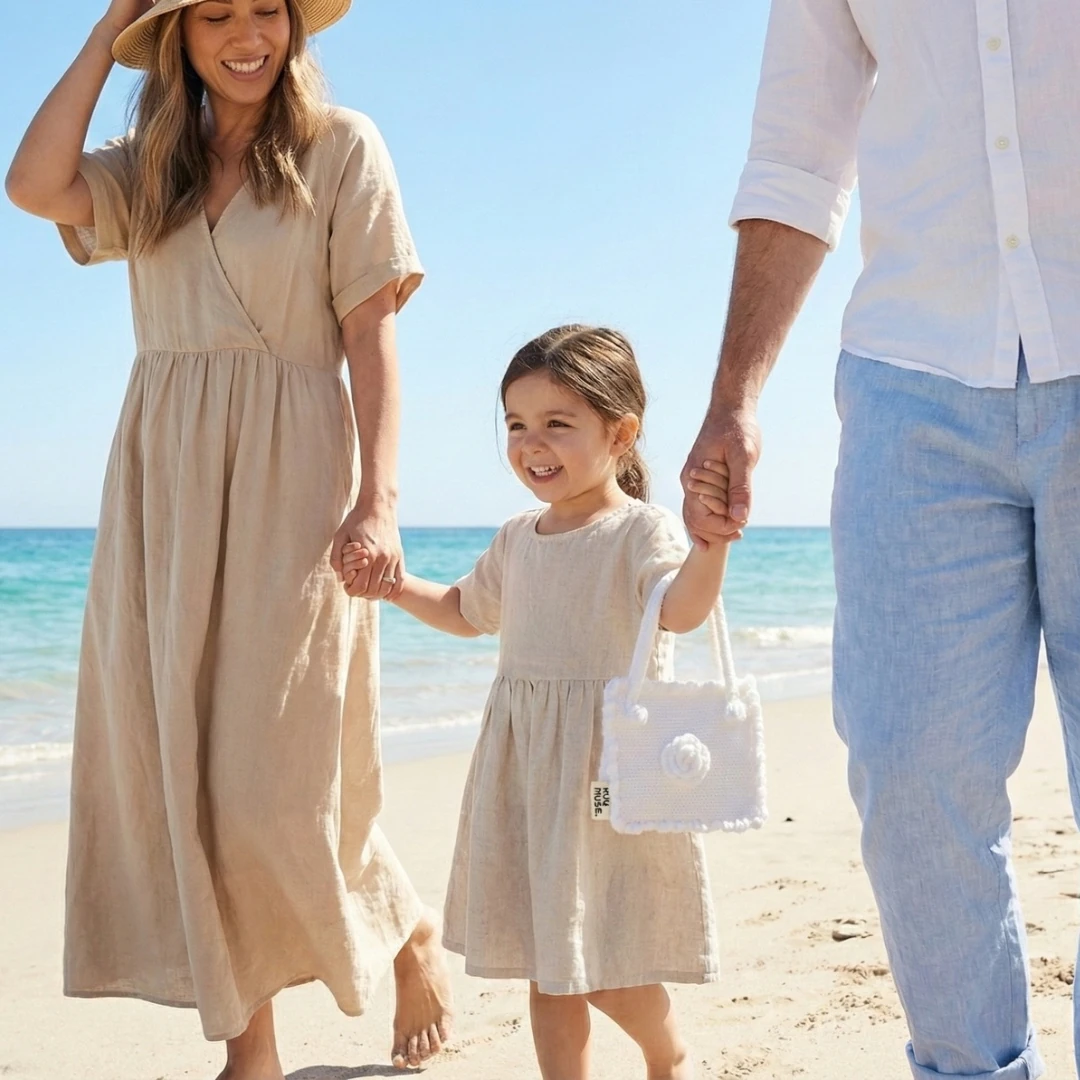 Snowy Rose - 3D Güllü Beyaz El Örgüsü Çocuk El Çantası