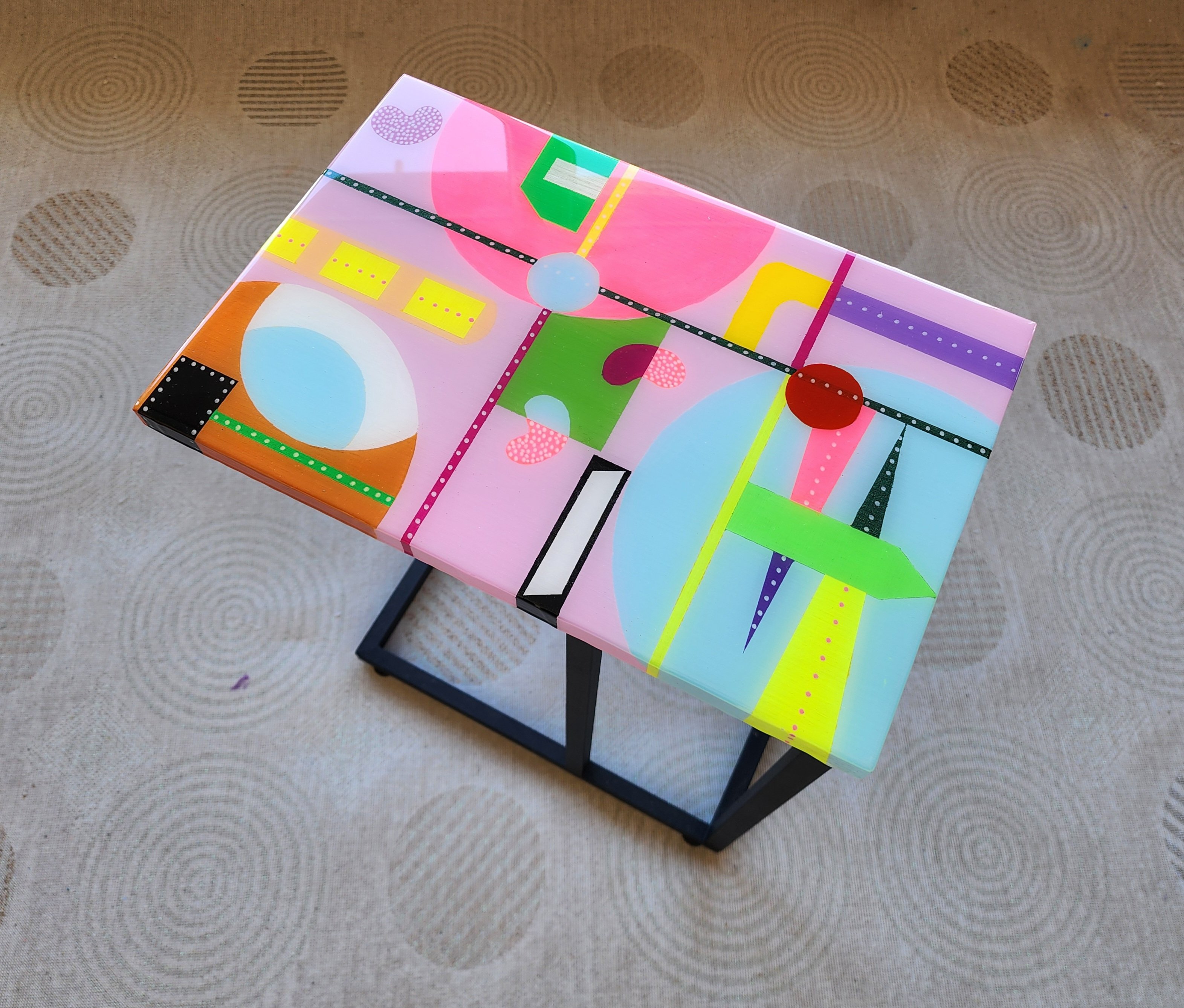 Colorful Cool Pop Art C Shape Couch Table