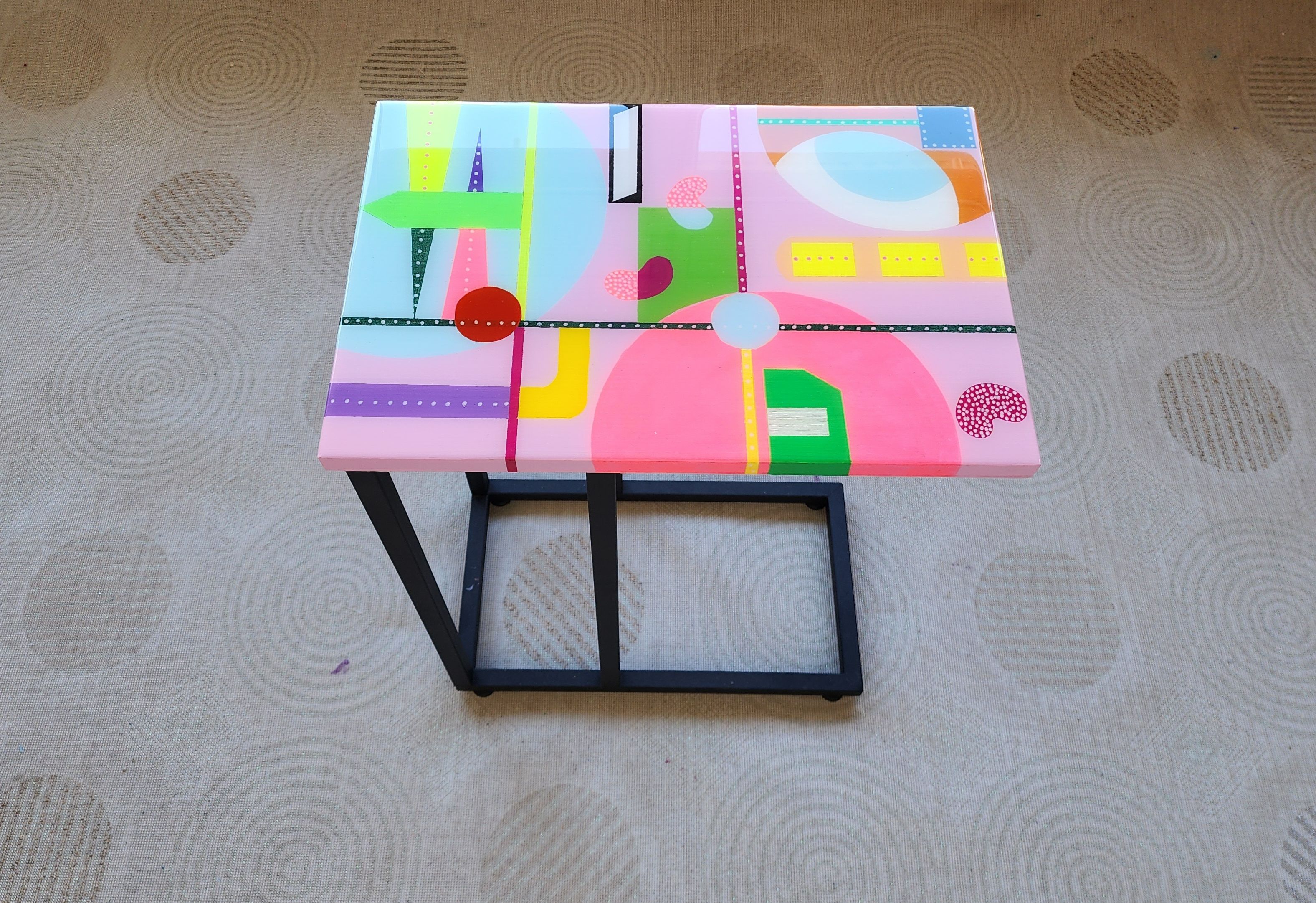 Colorful Cool Pop Art C Shape Couch Table