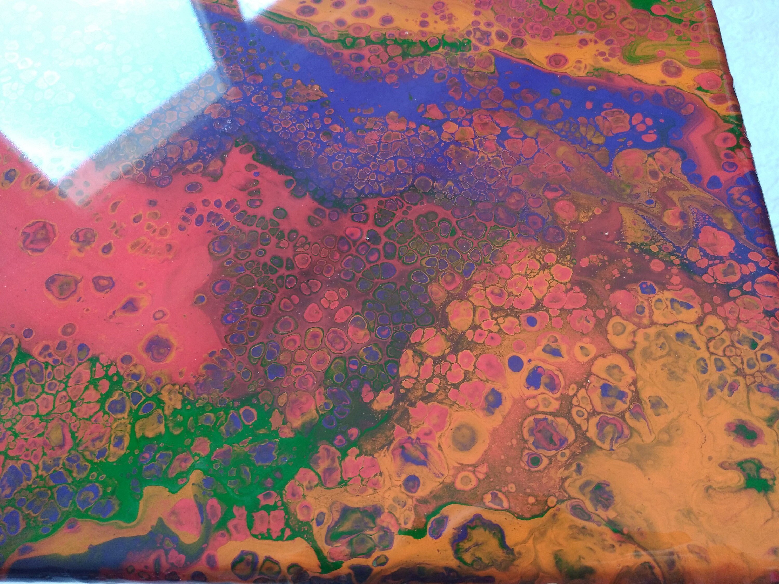 Small Boho Resin Wood Side Coffee Table, Modern Square Wooden Red Blue Unique End Low Sofa Bedside Bedroom Abstract Epoxy Art Coffee Table