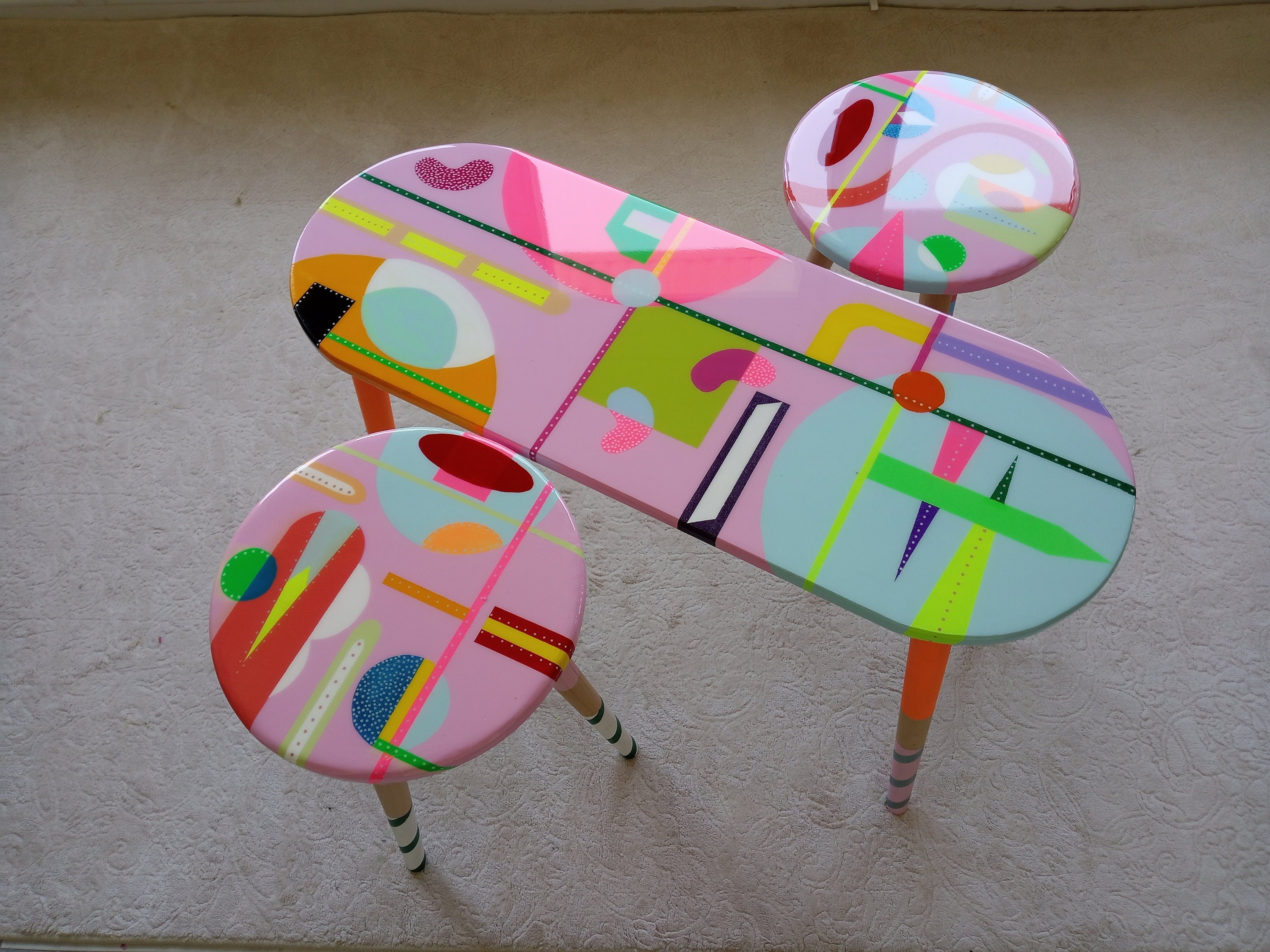 Colorful Abstract Epoxy Resin Side Coffee Tables Mother's Day Gift,Anniversary gift,Cheer Up Gift,Positivity,Thoughtful,Cool Gifts For Her