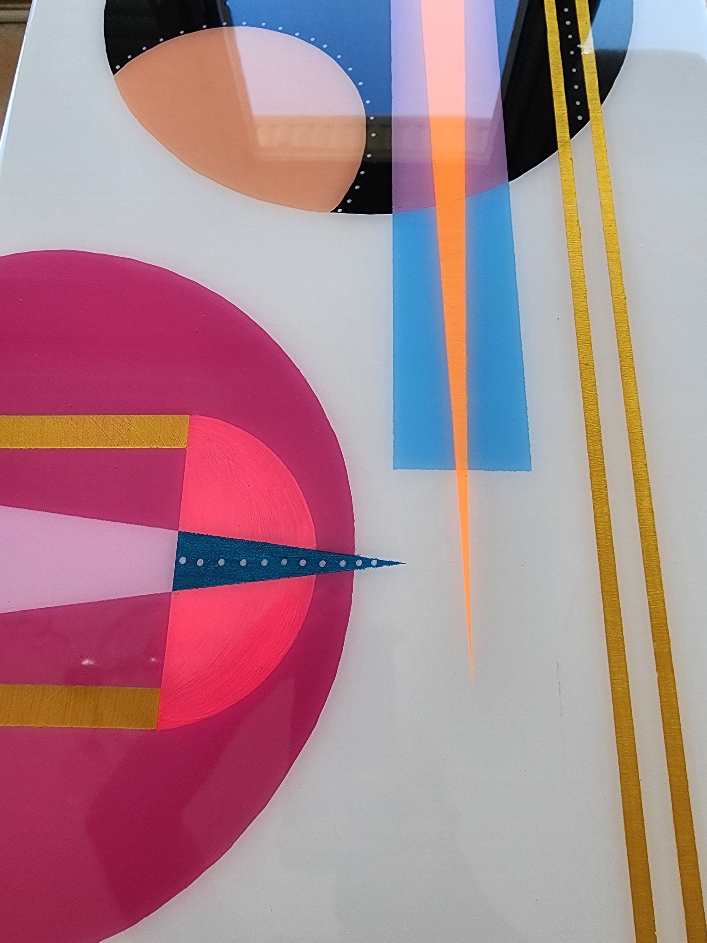 Unusual Colorful Abstract Funky Epoxy Resin White Table, Modern Handmade Cool Eclectic Retro Boho Pop Art Black Side End Center Coffee Table