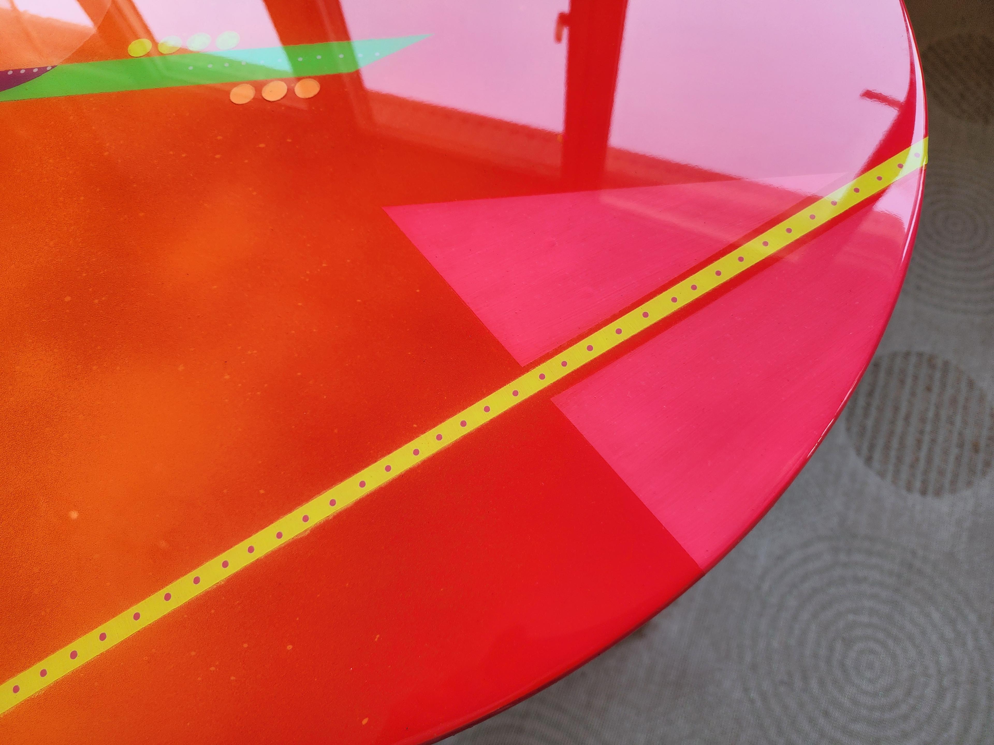 Large Pink Cool Colorful Abstract Epoxy Resin Side Table