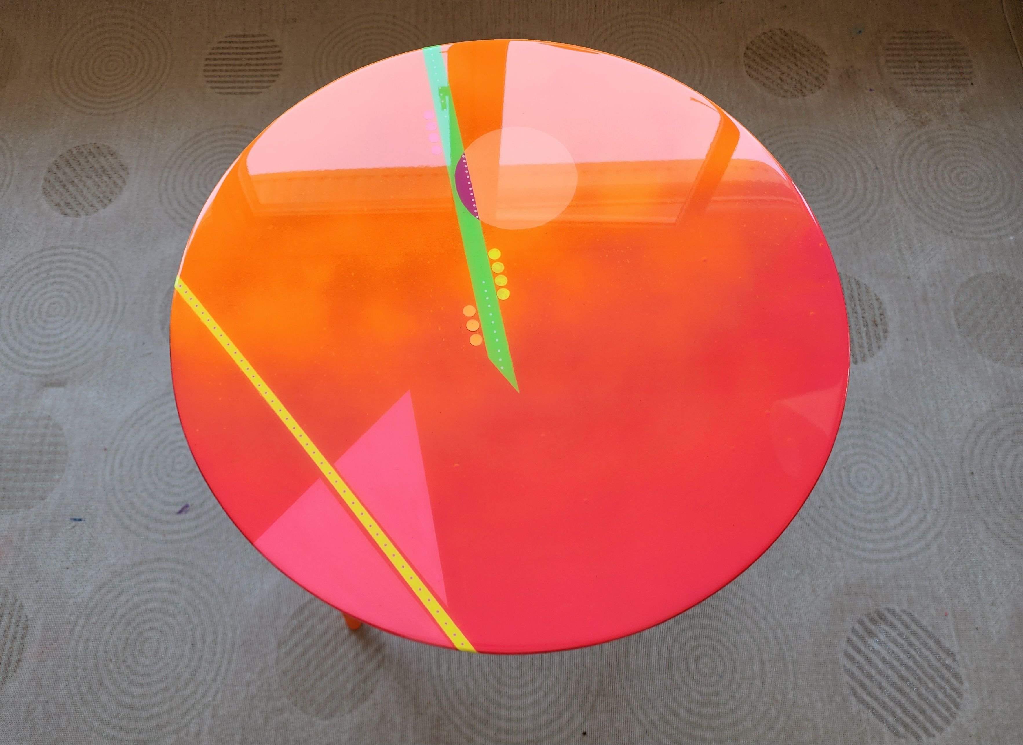 Large Pink Cool Colorful Abstract Epoxy Resin Side Table