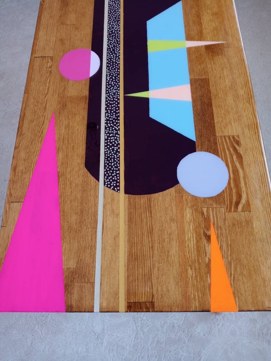 Modern Abstract Hand Painted Resin Wall Hanging Decor, Wooden Luxury Wall Art, Colorful Funky Living Room Custom Made Unique Epoxy Wall Art
