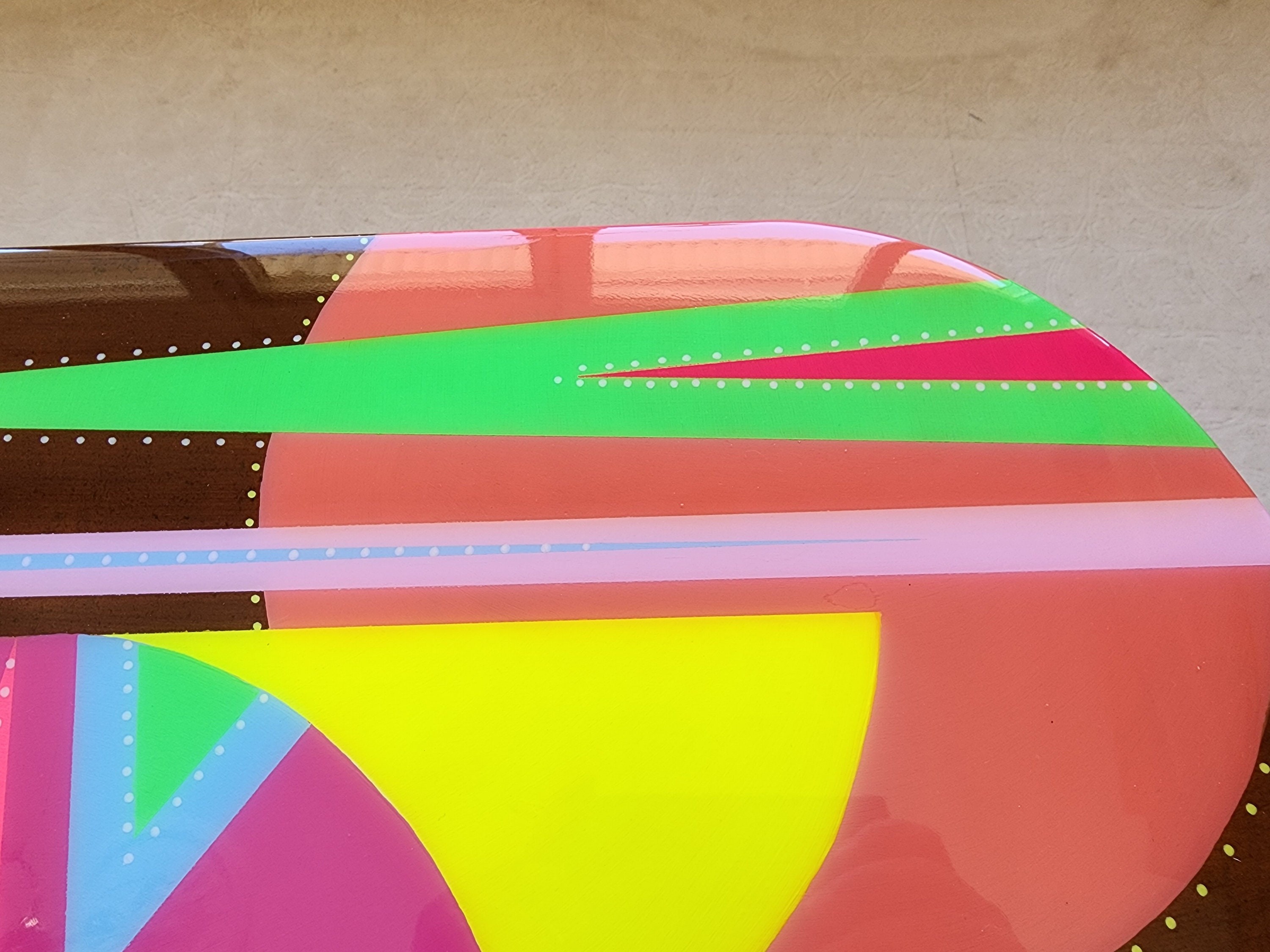 Rainbow Abstract Epoxy Resin Pop Art Side Table, Kitsch Coffee Table, Oval Original Table, Groovy Night Table, Funky Cool Pink Yellow Table