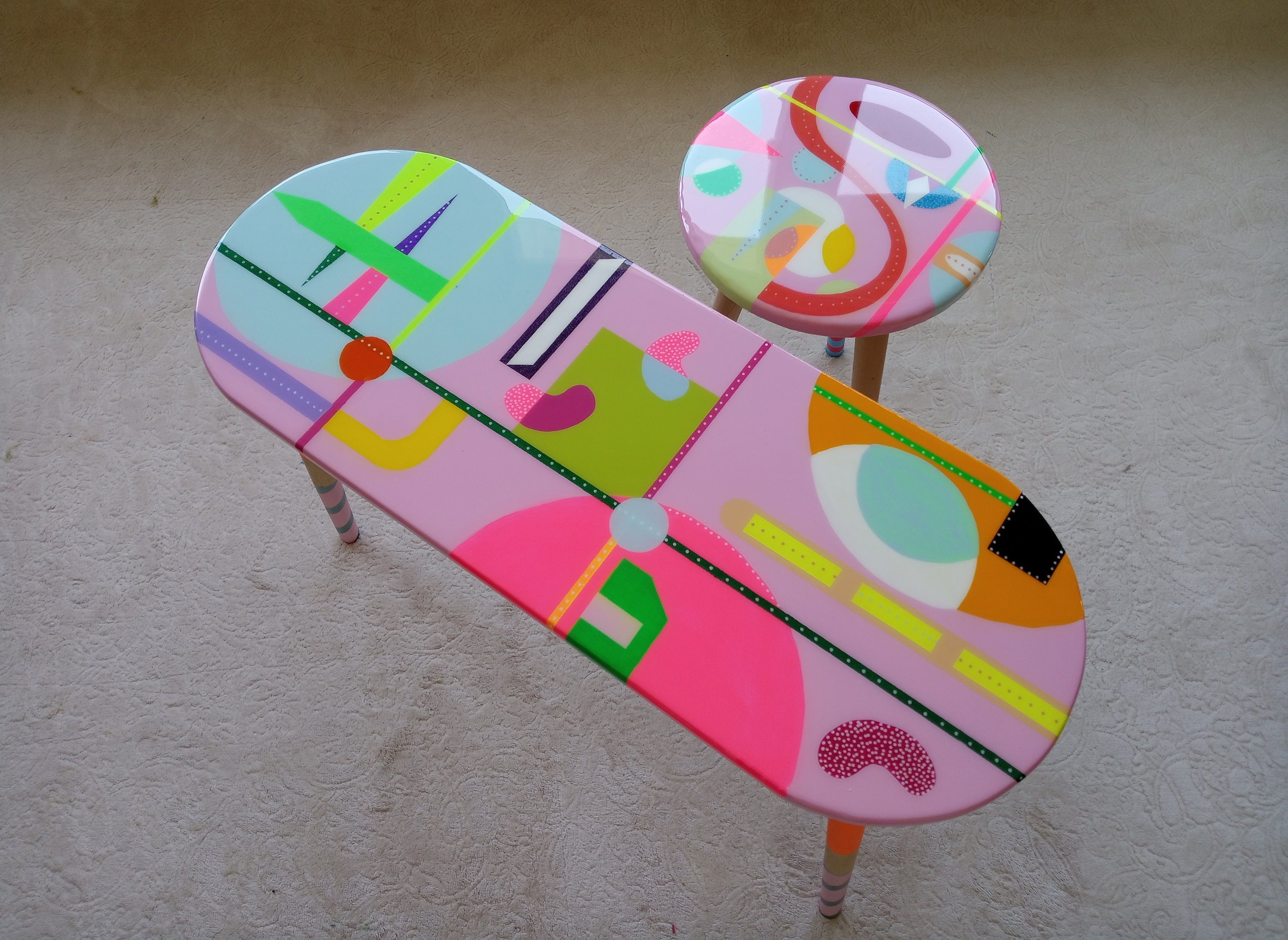 Colorful Abstract Epoxy Resin Side Coffee Tables Mother's Day Gift,Anniversary gift,Cheer Up Gift,Positivity,Thoughtful,Cool Gifts For Her