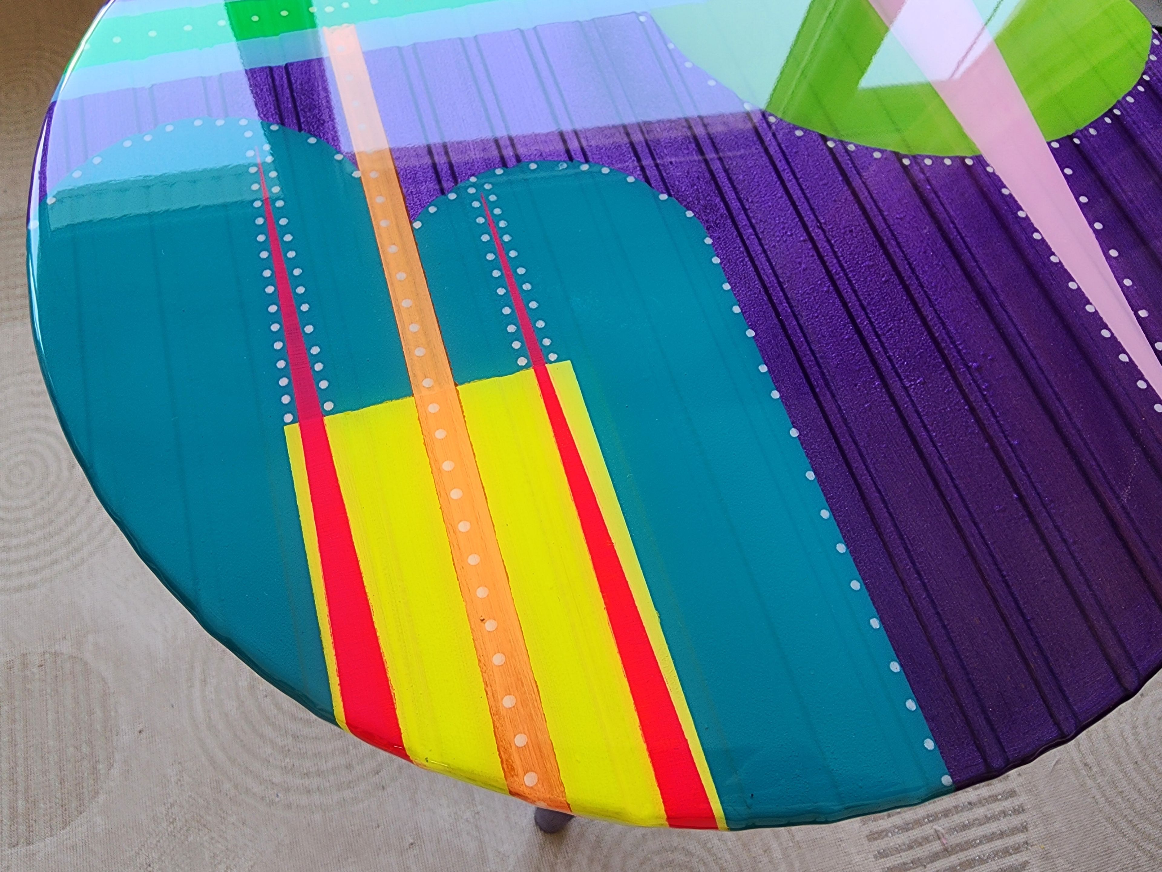 Colorful Round Pink Purple Resin Table