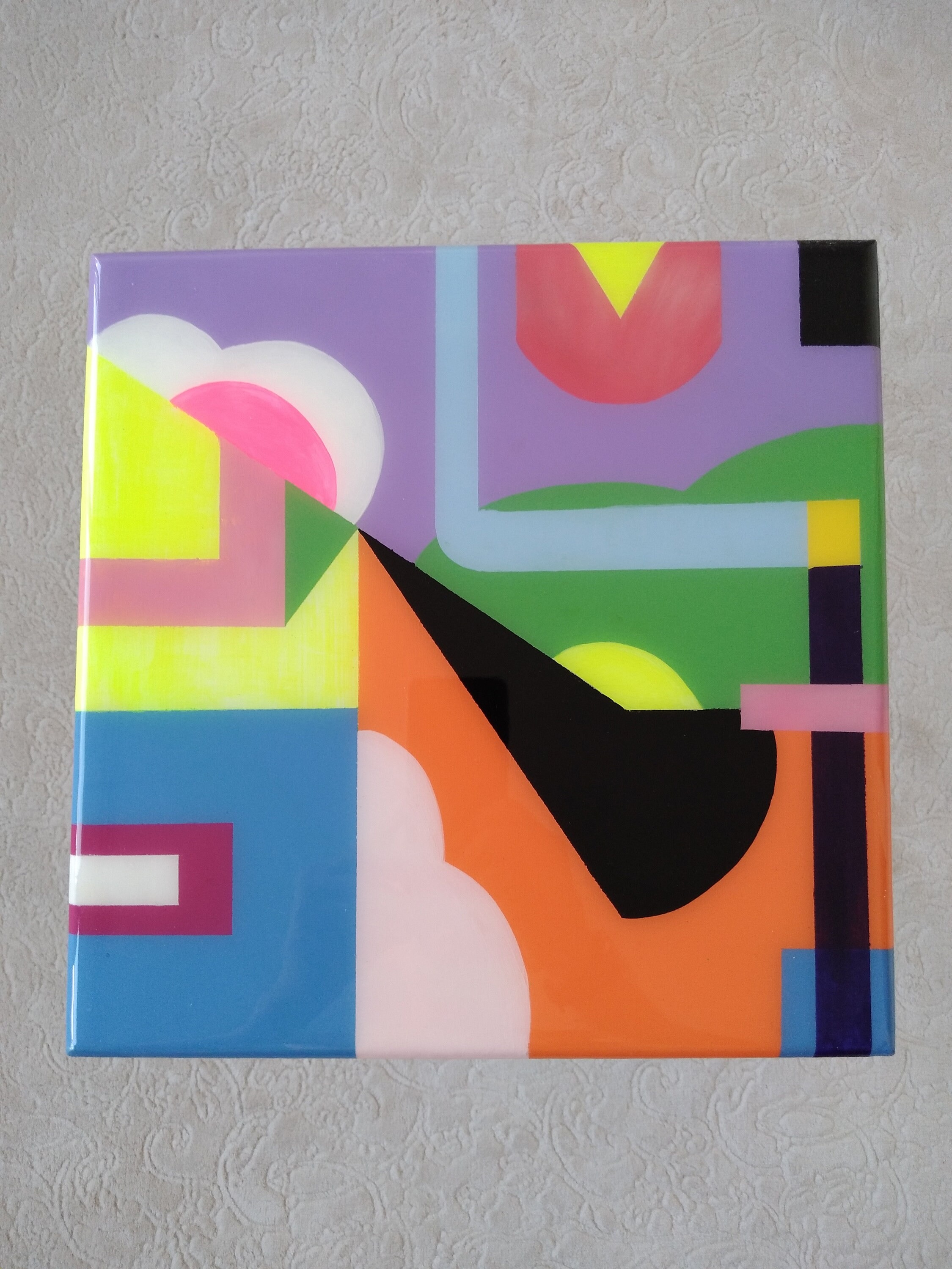 Colorful Abstract Funky Resin Side End Coffee Table, Unique Wooden Vibrant Entryway Living Room Aesthetic Epoxy Center Chic Artistic Table