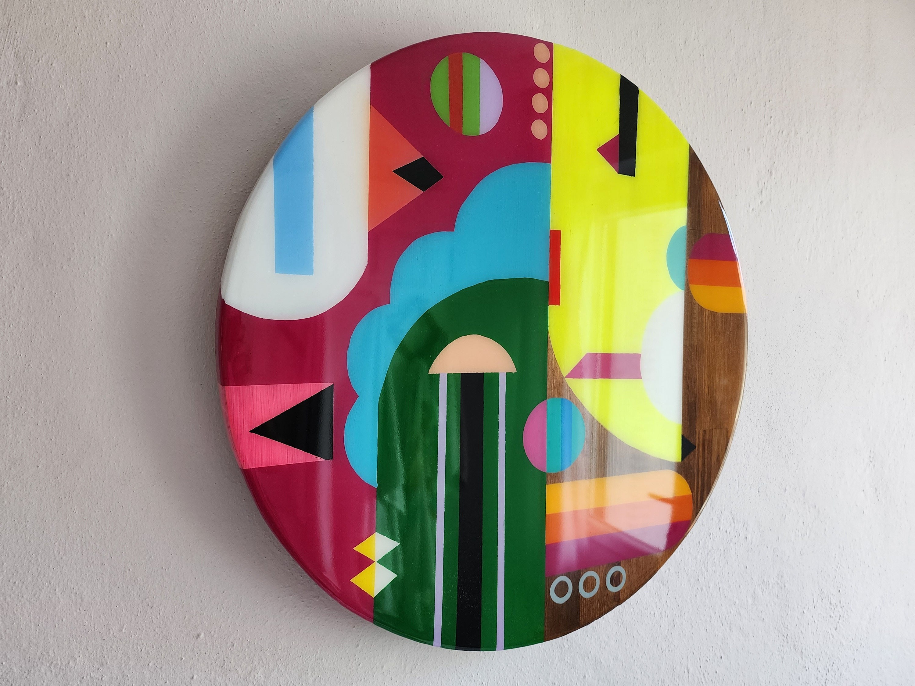 Pop Art Design Modern Funky Resin Wall Decor, Colorful Wall Art Abstract Cool Groovy Quirky Vibrant Wooden Vintage Rainbow Epoxy Wall Decor