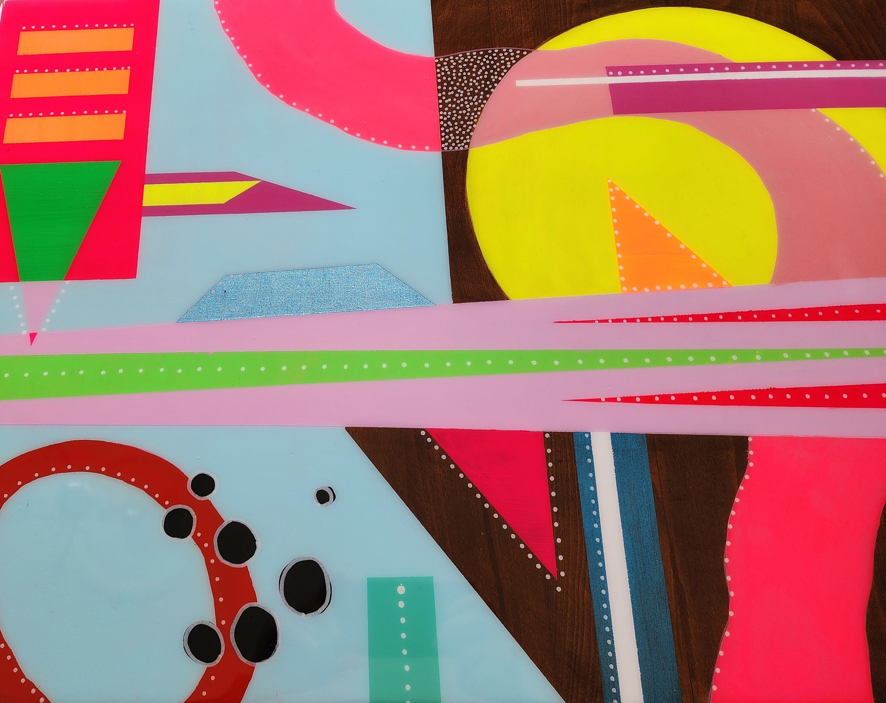 Vibrant Epoxy Resin Colorful Neon Art Side Coffee Table ,Rainbow Funky Groovy Retro Modern Unique Eclectic Abstract Sofa Quirky End Table