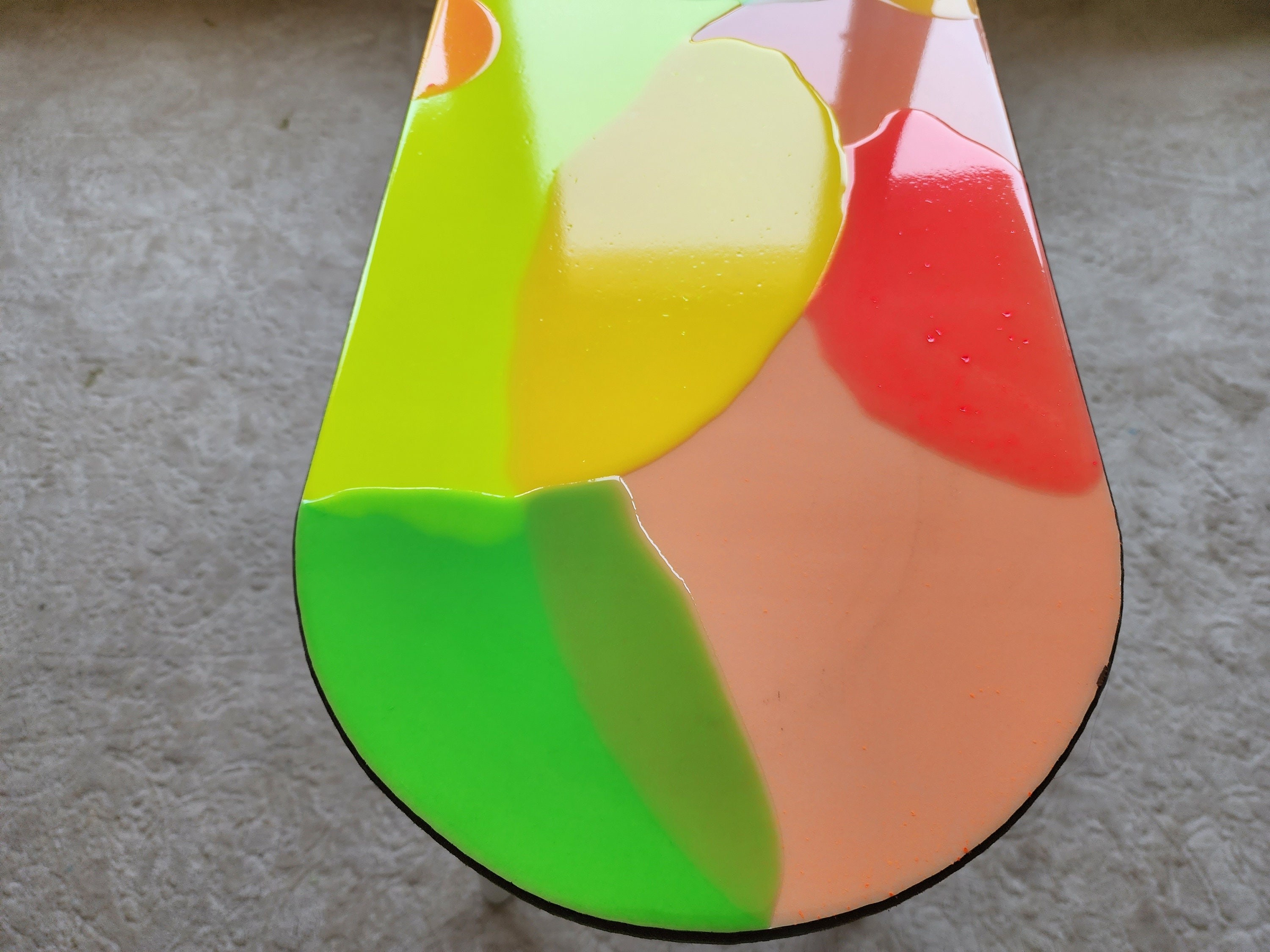 Oval Wooden Pink Epoxy Resin Cool 3D Neon Art Side Coffee Table