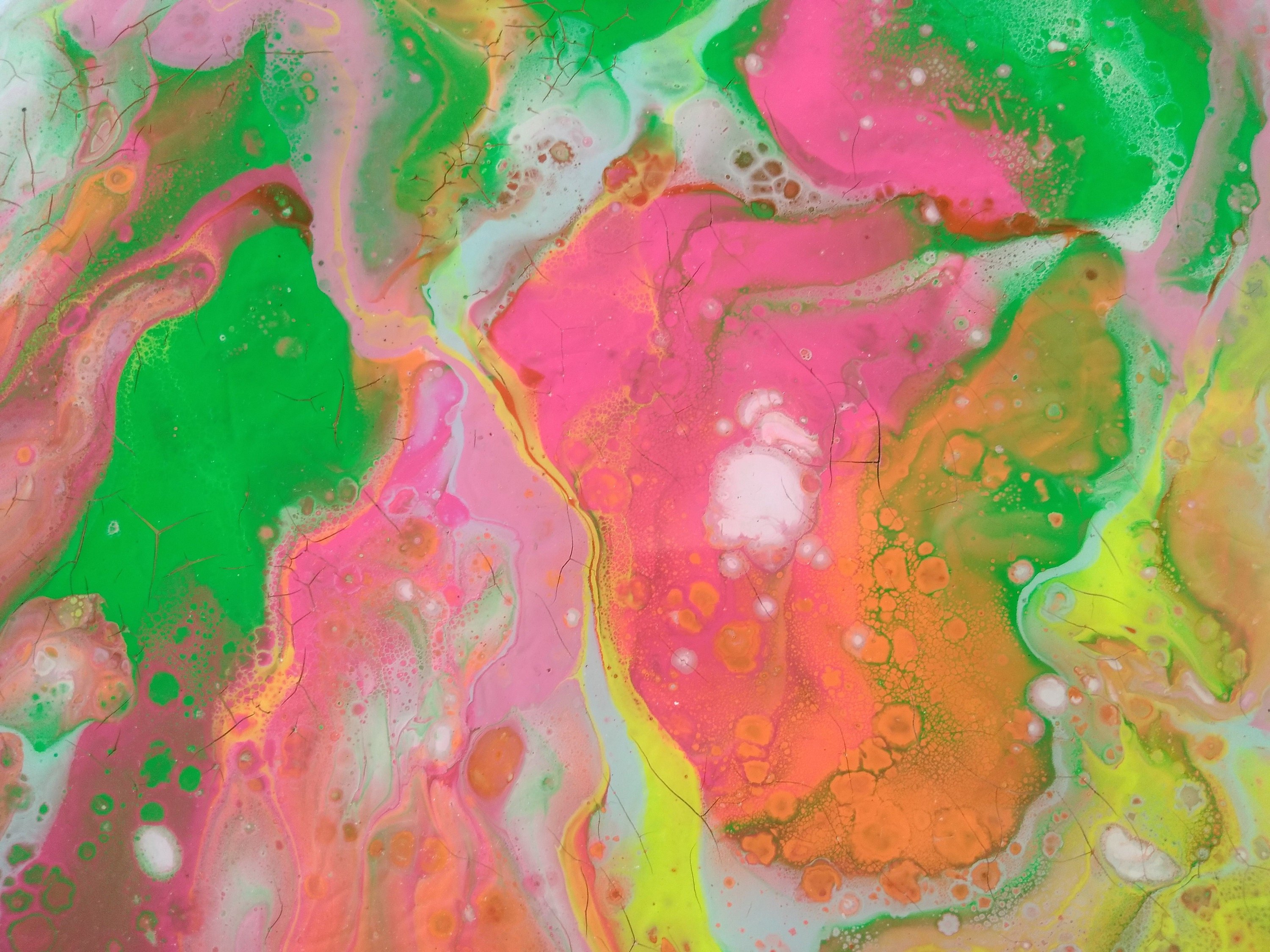 Small Colorful Abstract Resin Side Coffee Table, Pink Square Eclectic Modern Wooden End Sofa Epoxy Neon Cool Painted Boho Art Bedside Table