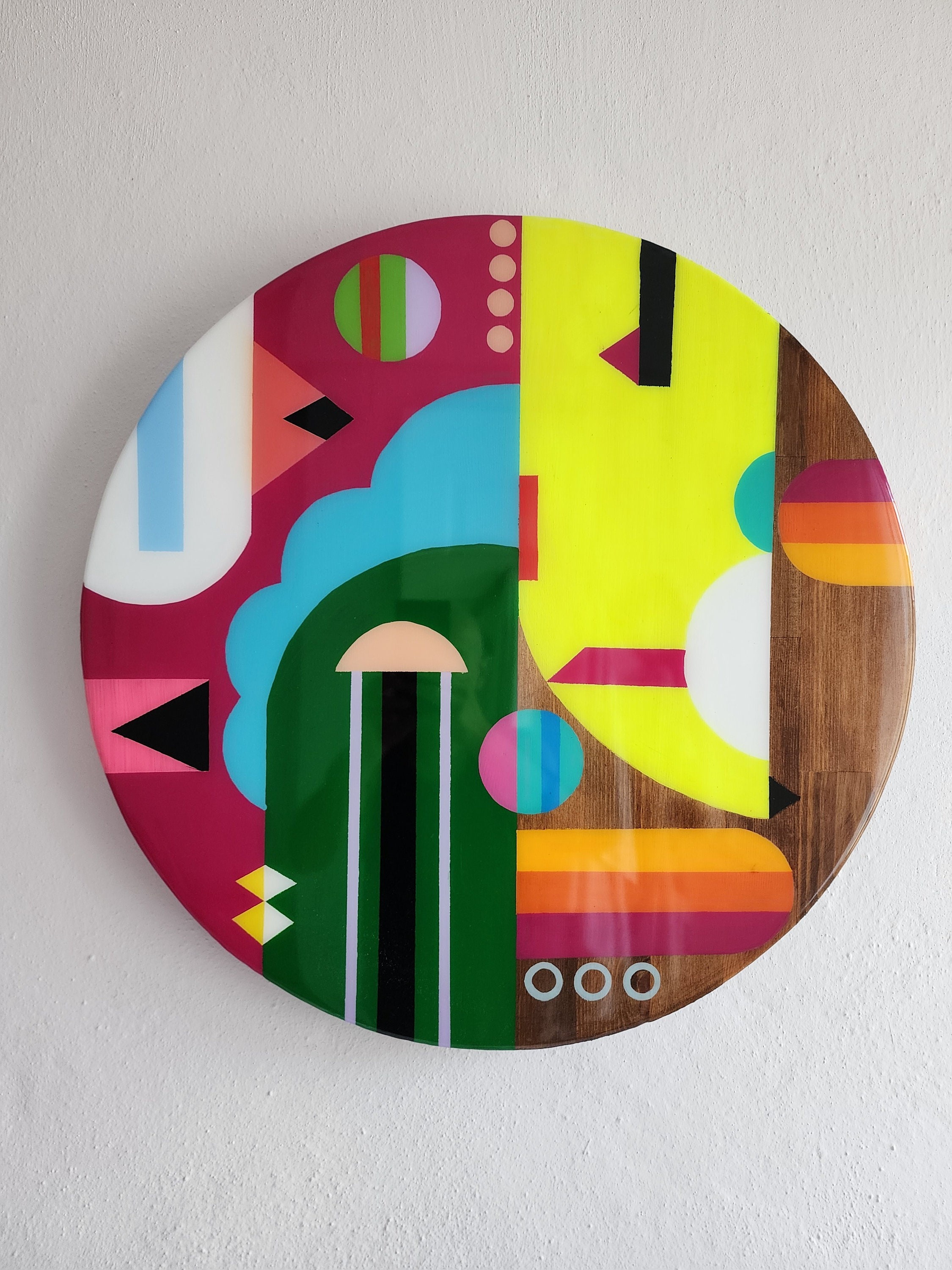 Pop Art Design Modern Funky Resin Wall Decor, Colorful Wall Art Abstract Cool Groovy Quirky Vibrant Wooden Vintage Rainbow Epoxy Wall Decor