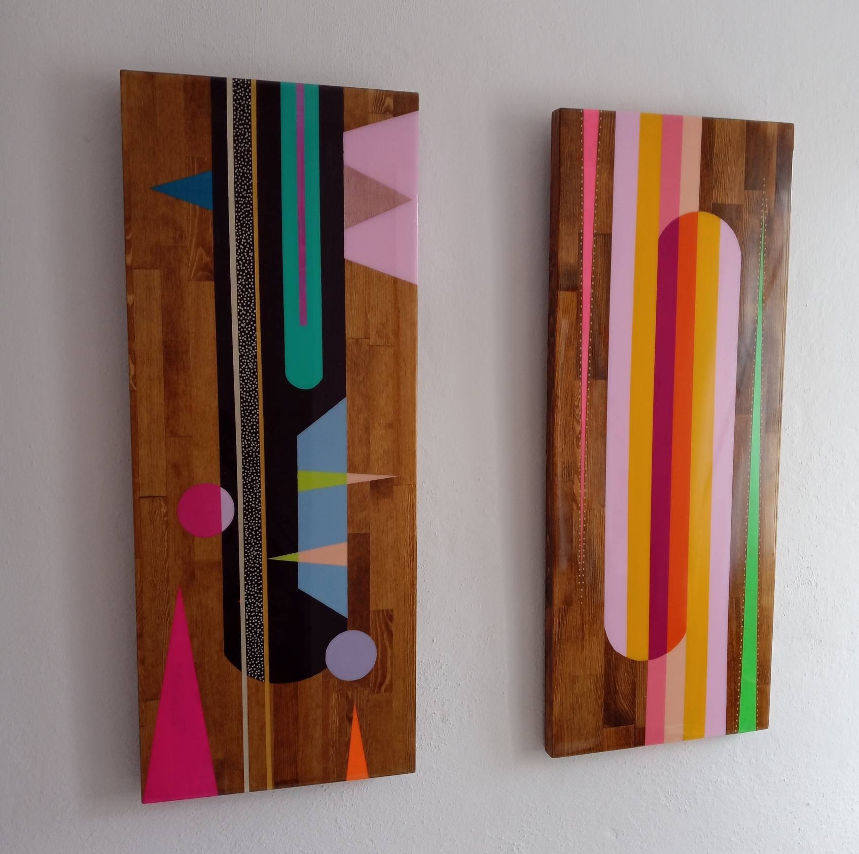 Contemporary Epoxy Resin Wall Art Decor,Wooden Geometric Modern Unique Glamorous Colorful Abstract Luxury Living Room Funky Wall Art Design