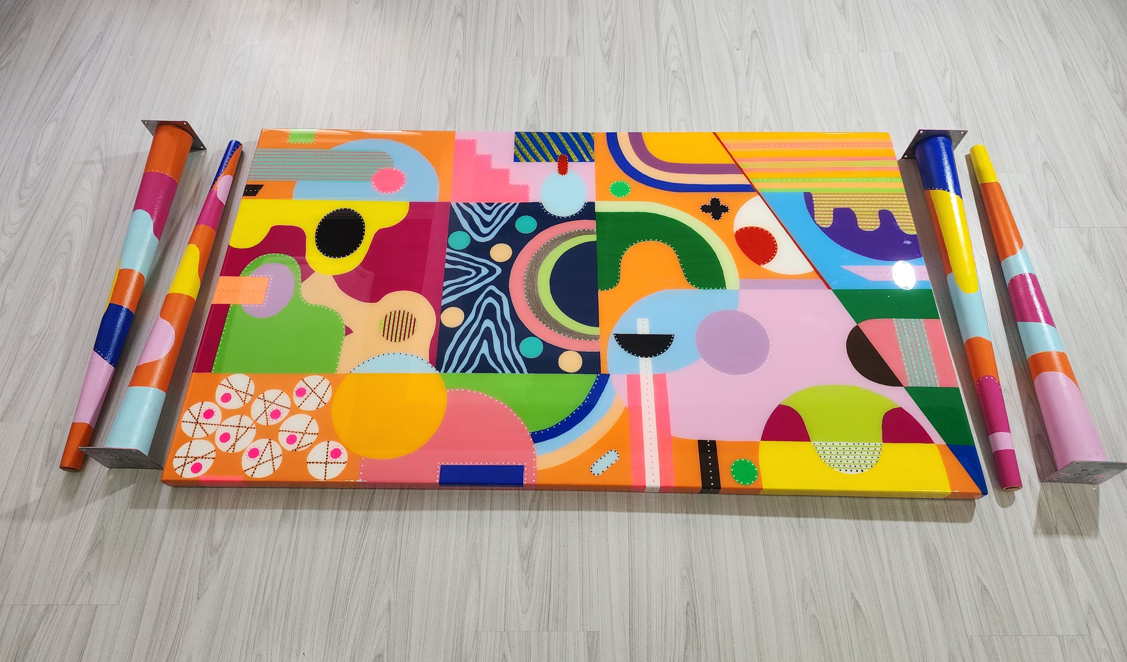 Colorful Mid Century Modern Resin Side Coffee Table