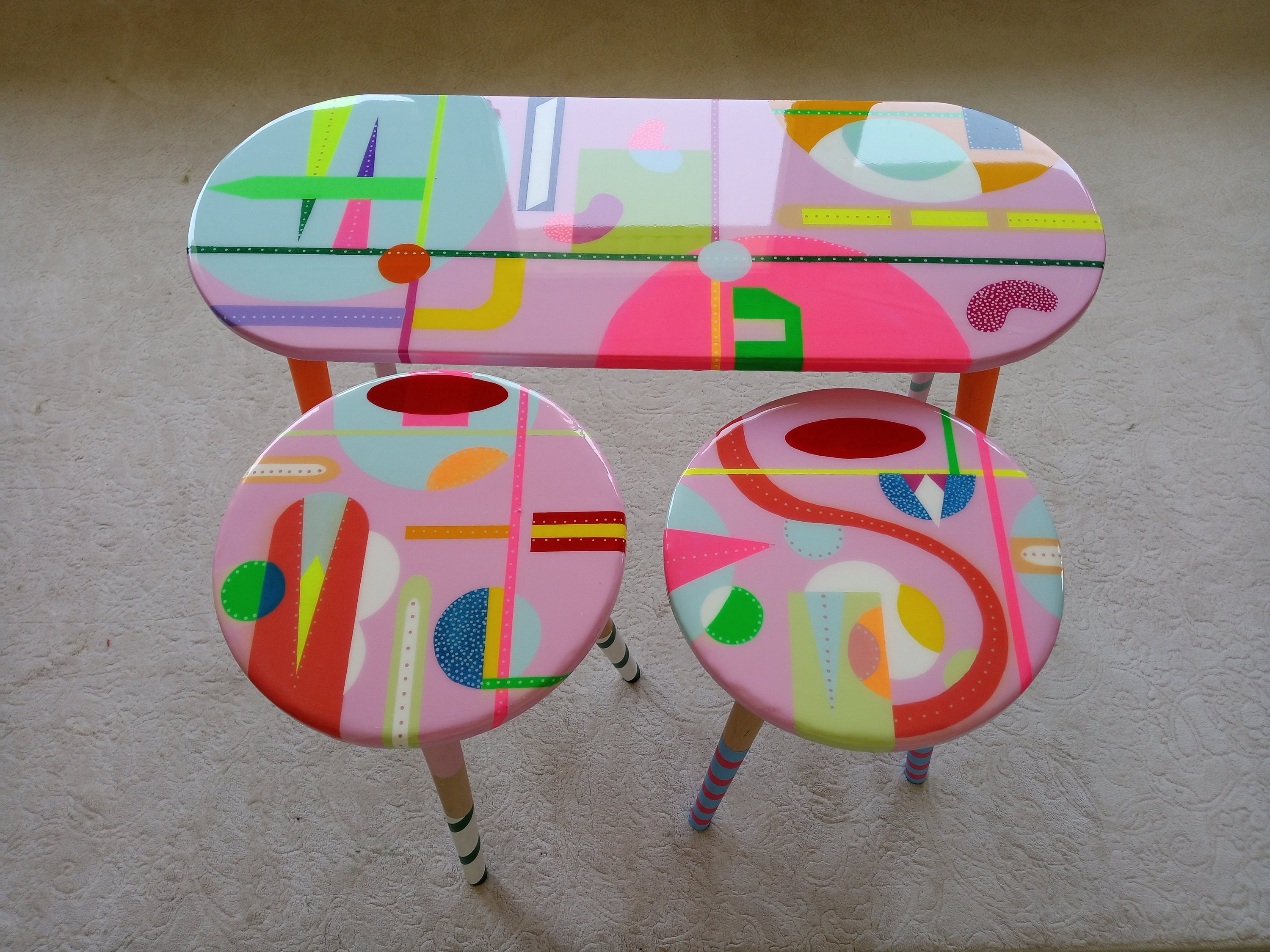 Colorful Abstract Epoxy Resin Side Coffee Tables Mother's Day Gift,Anniversary gift,Cheer Up Gift,Positivity,Thoughtful,Cool Gifts For Her