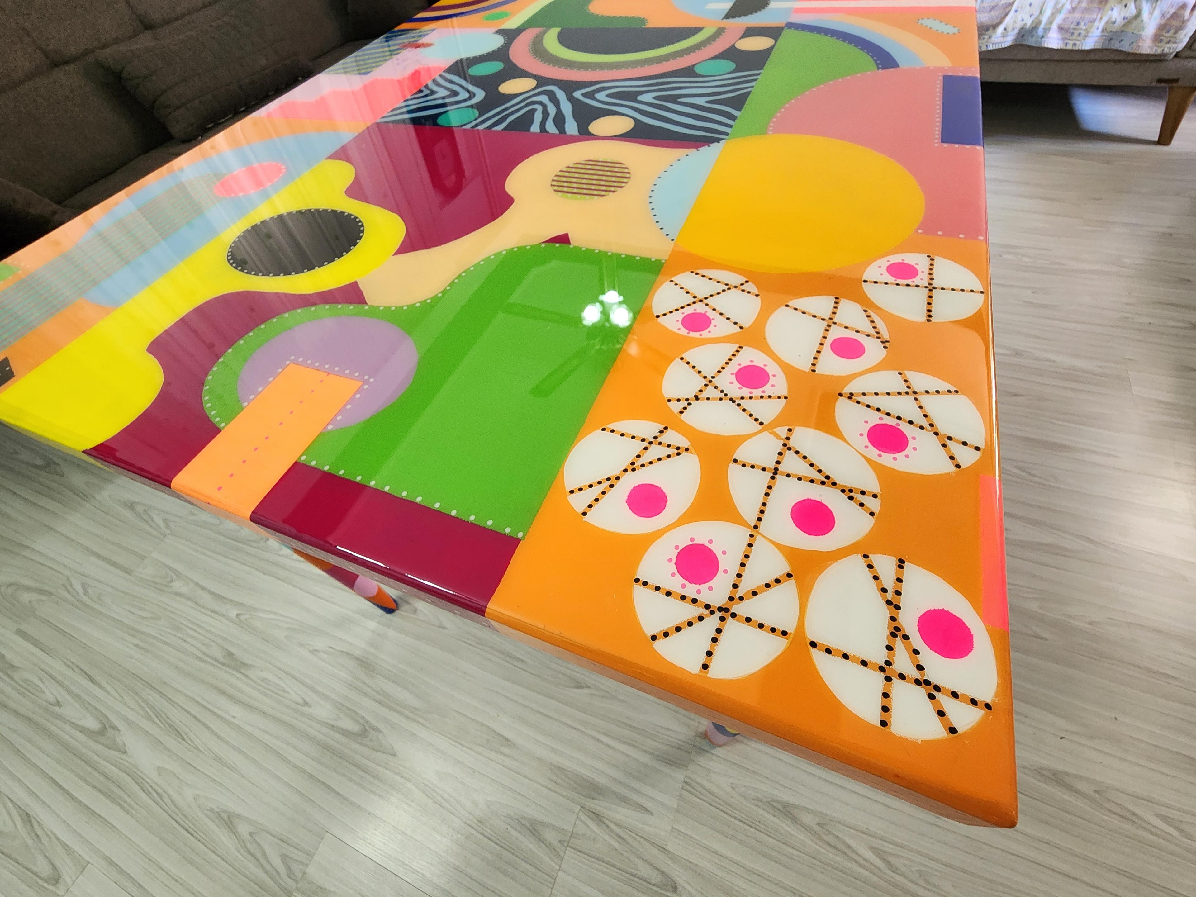Colorful Mid Century Modern Resin Side Coffee Table