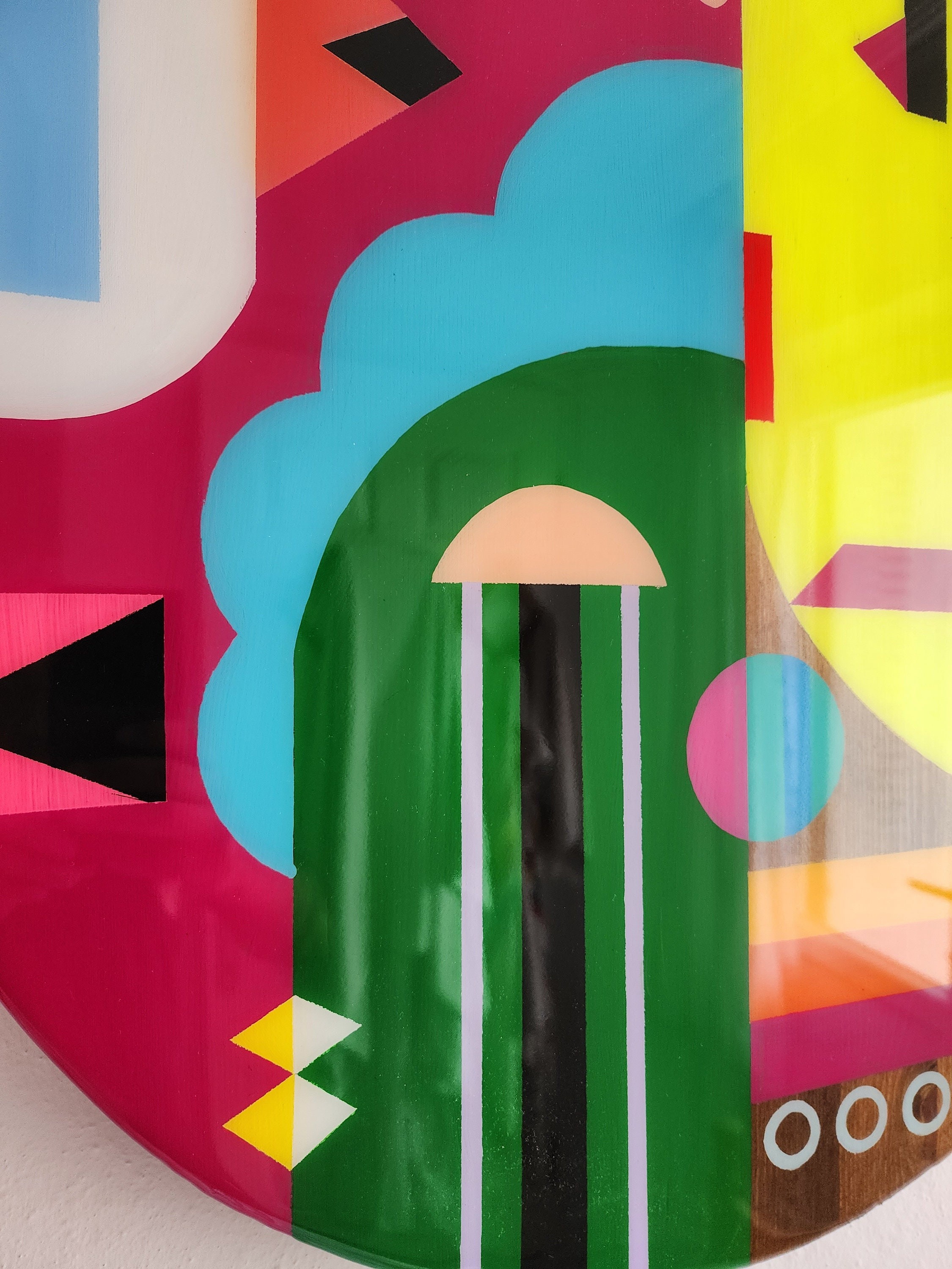 Pop Art Design Modern Funky Resin Wall Decor, Colorful Wall Art Abstract Cool Groovy Quirky Vibrant Wooden Vintage Rainbow Epoxy Wall Decor