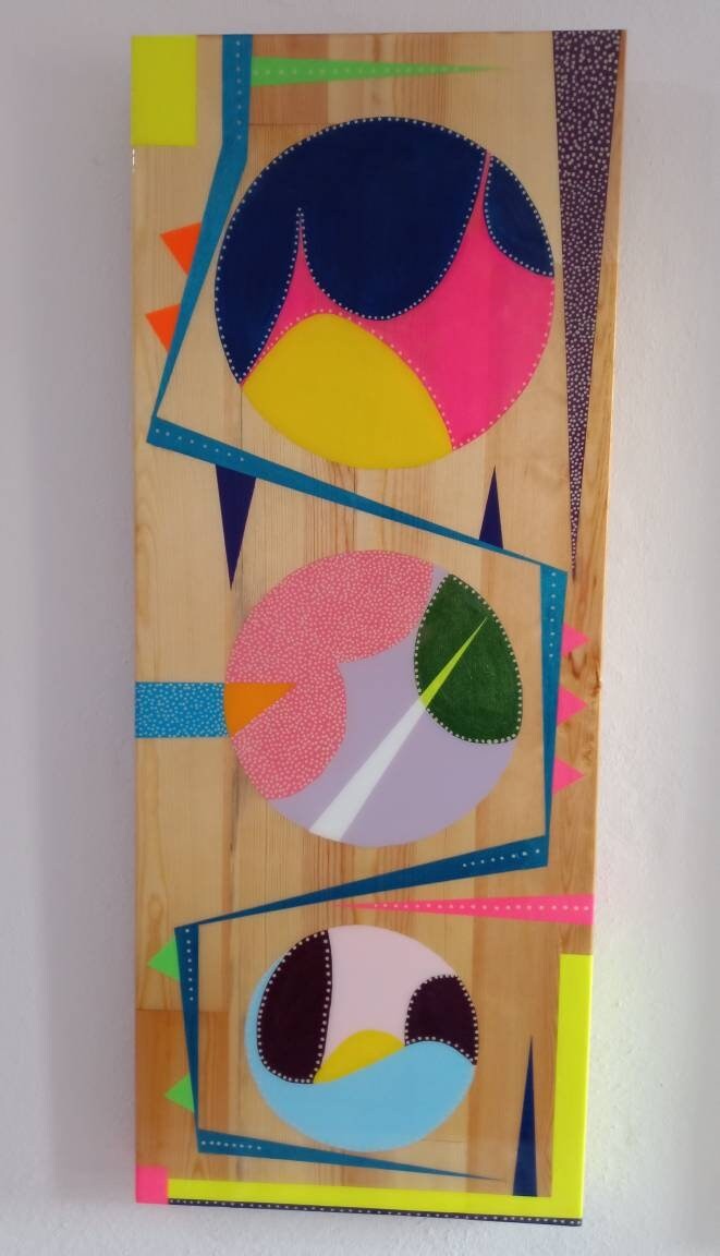 Modern Abstract Hand Painted Resin Wall Hanging Decor, Wooden Luxury Wall Art, Colorful Funky Living Room Custom Made Unique Epoxy Wall Art