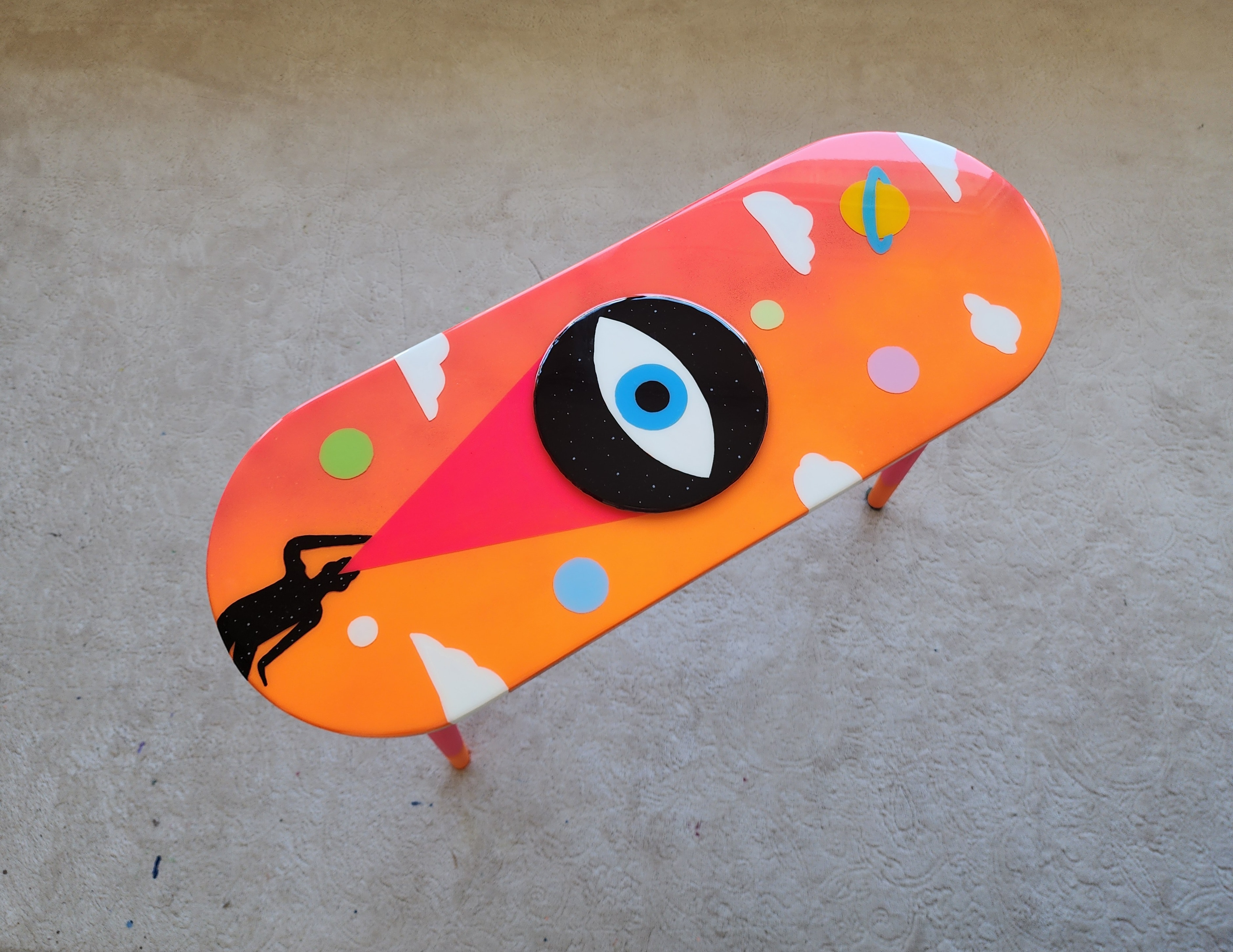 Handmade Epoxy Resin Coffee Table, Abstract Boho Art Furniture