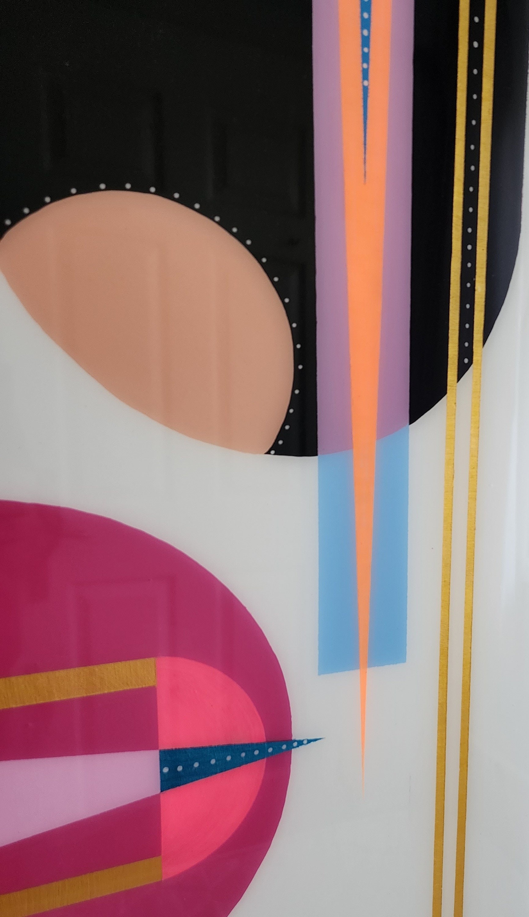 Black White Abstract Colorful Resin Wall Art Decor, Oval Vintage Retro Unique Geometric Cool Pink Epoxy Home Decor Boho Design Hanging Decor
