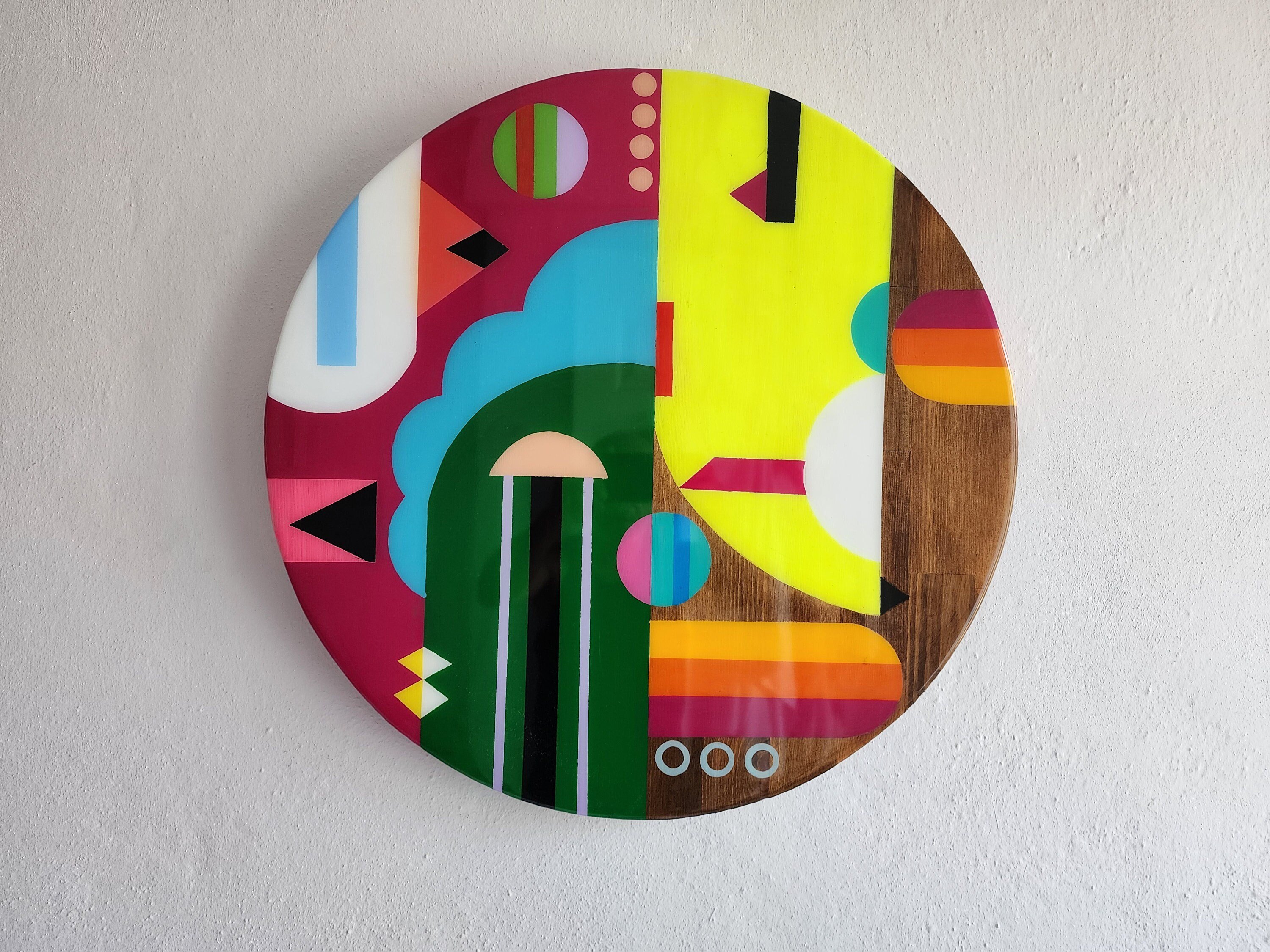 Pop Art Design Modern Funky Resin Wall Decor, Colorful Wall Art Abstract Cool Groovy Quirky Vibrant Wooden Vintage Rainbow Epoxy Wall Decor