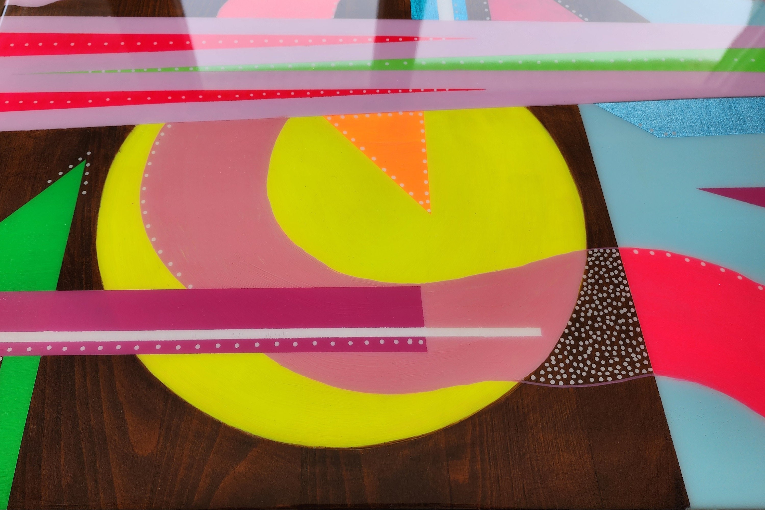 Vibrant Epoxy Resin Colorful Neon Art Side Coffee Table ,Rainbow Funky Groovy Retro Modern Unique Eclectic Abstract Sofa Quirky End Table