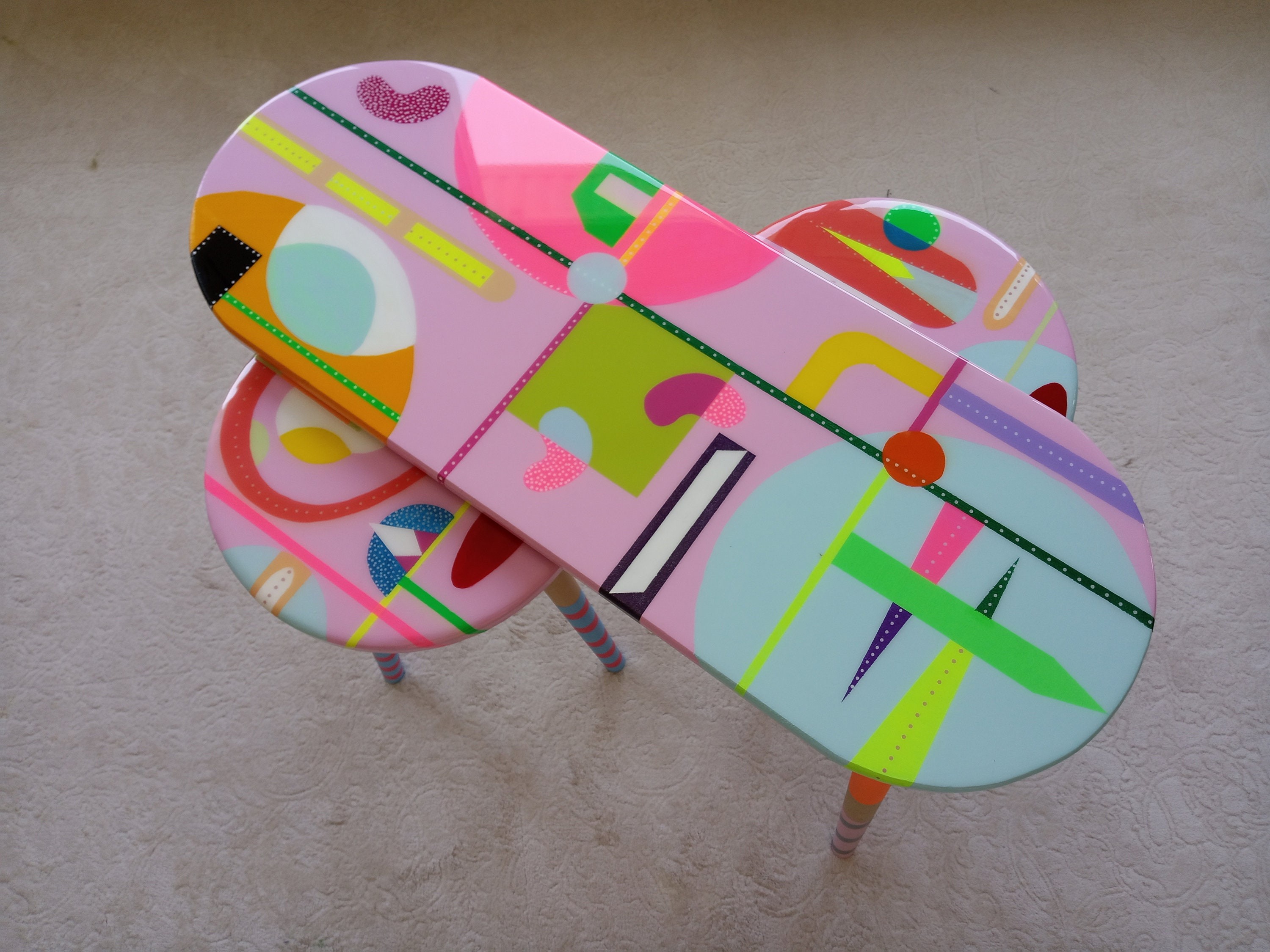 Colorful Abstract Epoxy Resin Side Coffee Tables Mother's Day Gift,Anniversary gift,Cheer Up Gift,Positivity,Thoughtful,Cool Gifts For Her