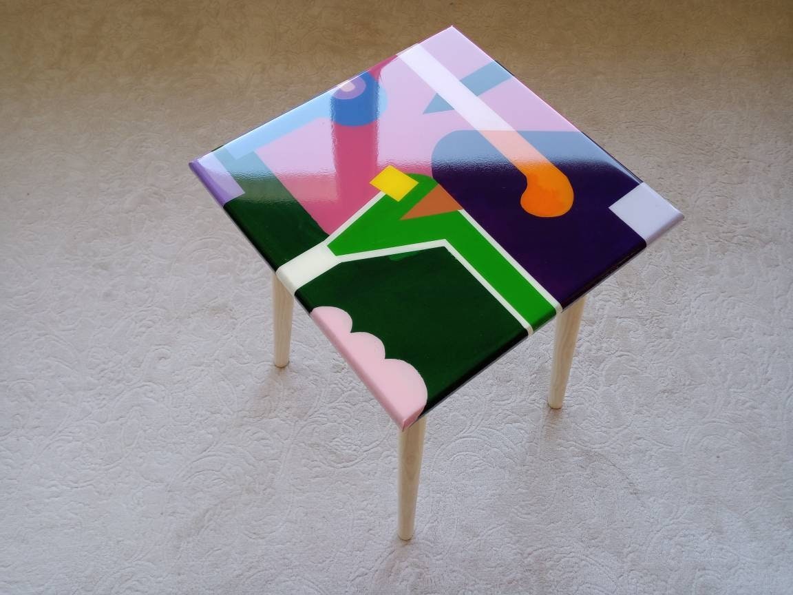 Aesthetic Epoxy Resin Nesting Art Coffee Tables,Round Square Set Of 2 Shiny Design Sofa Table,Stunning Contemporary Housewarming Gift