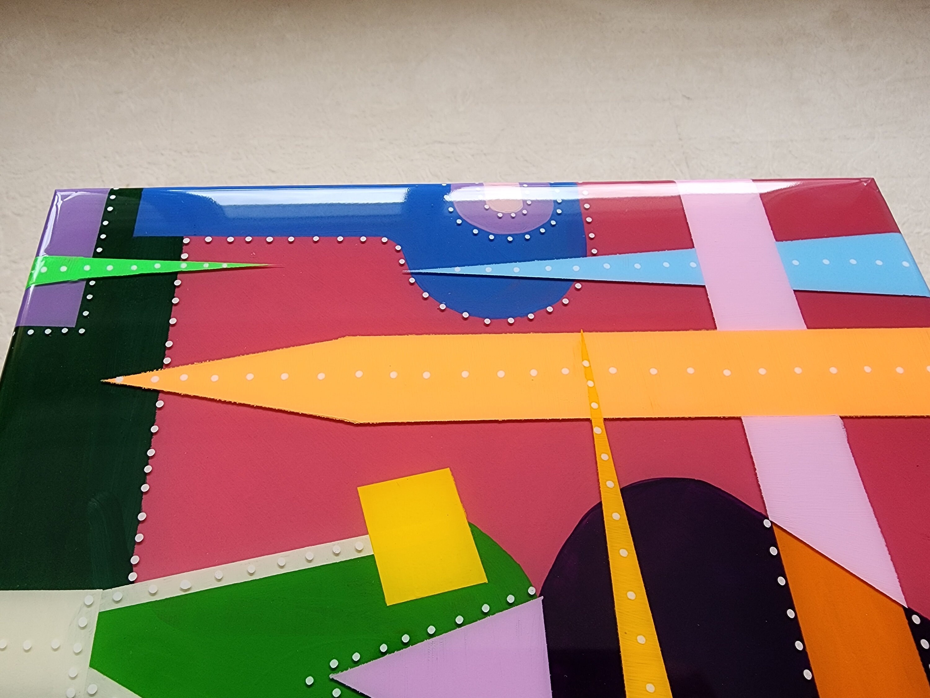 Colorful Modern Epoxy Resin Accent Casting Side Coffee Table,Unusual Occasional Live Edge Pink Bedside Entryway Center Abstract Art Table