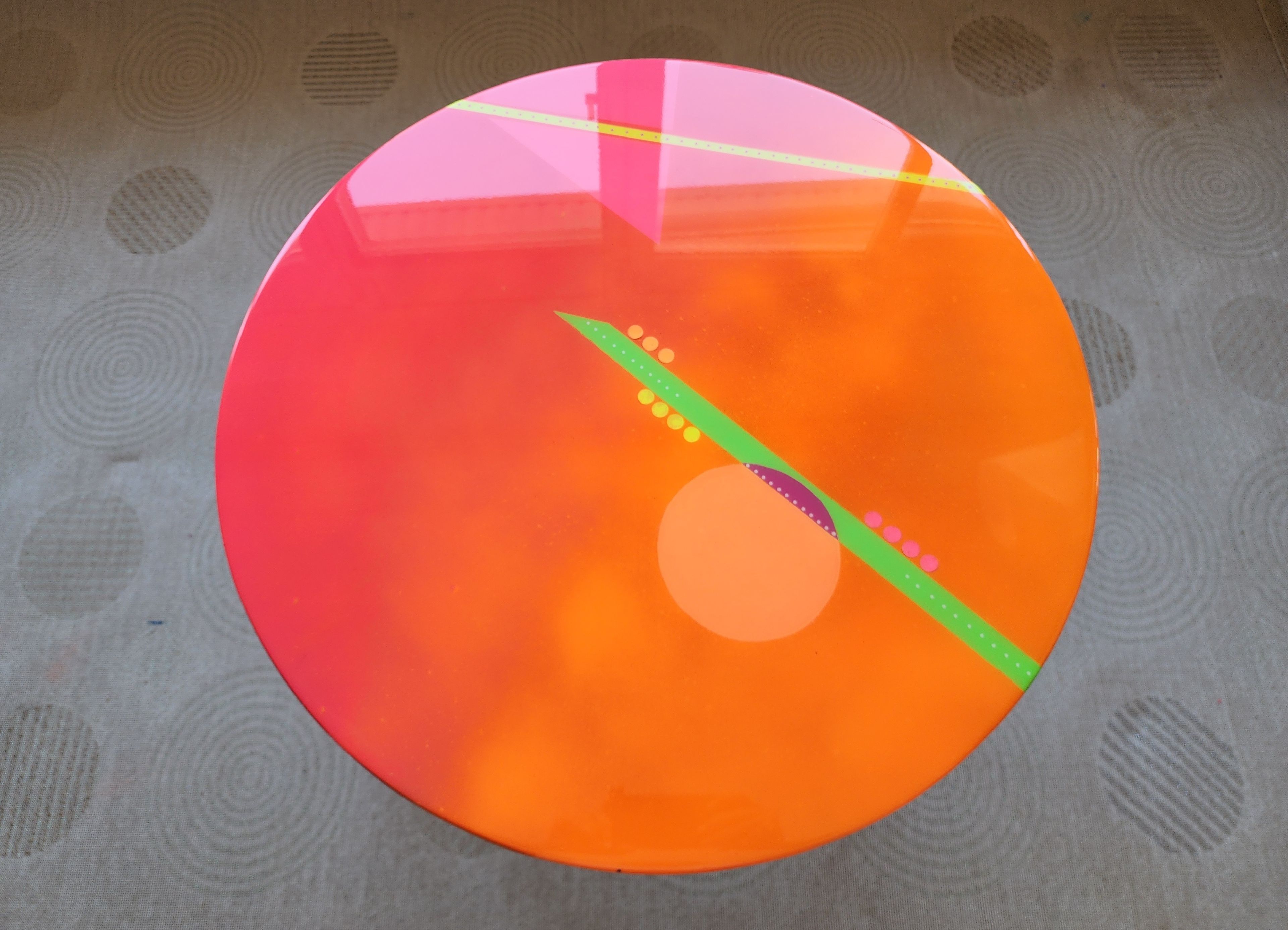 Large Pink Cool Colorful Abstract Epoxy Resin Side Table
