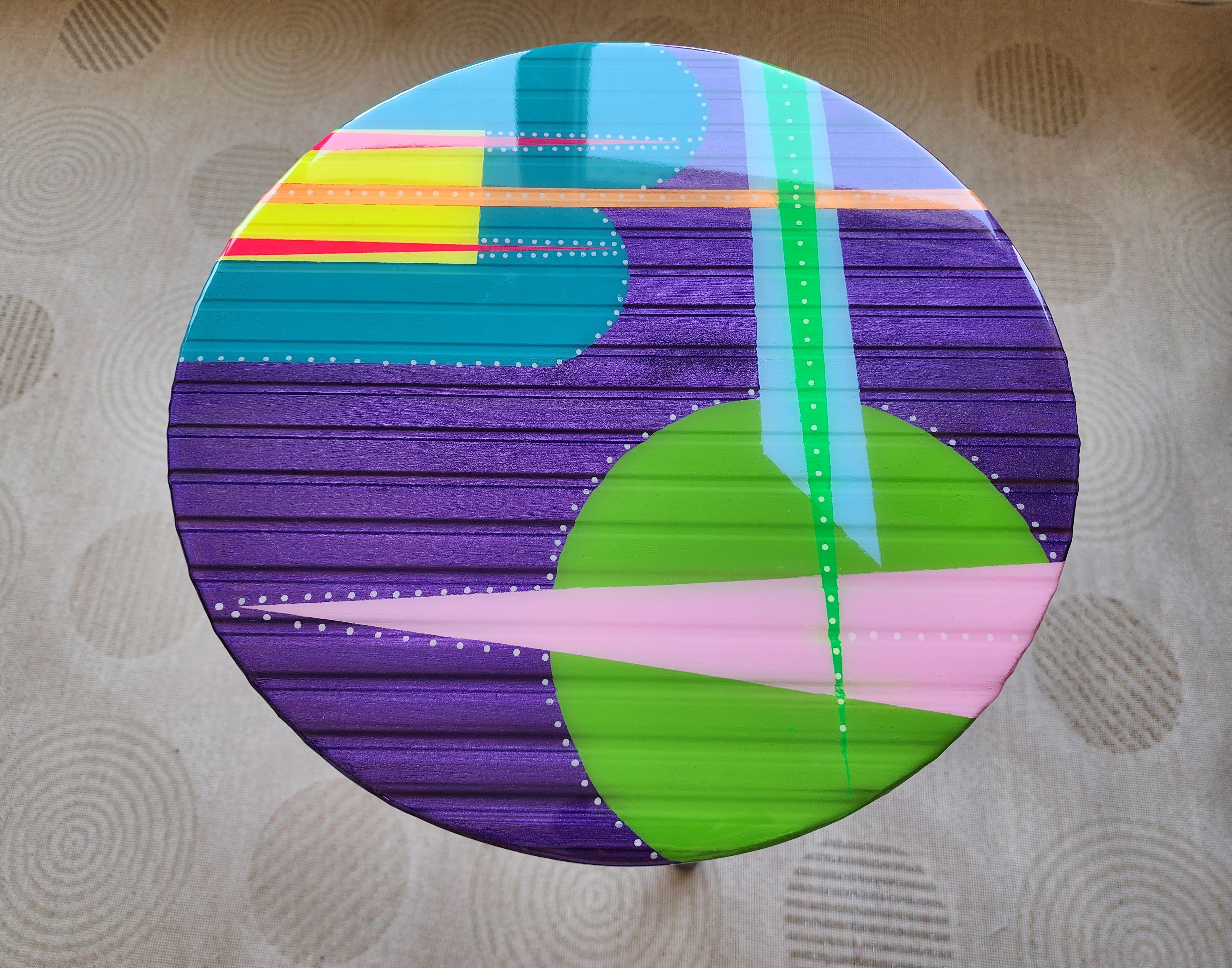 Colorful Round Pink Purple Resin Table