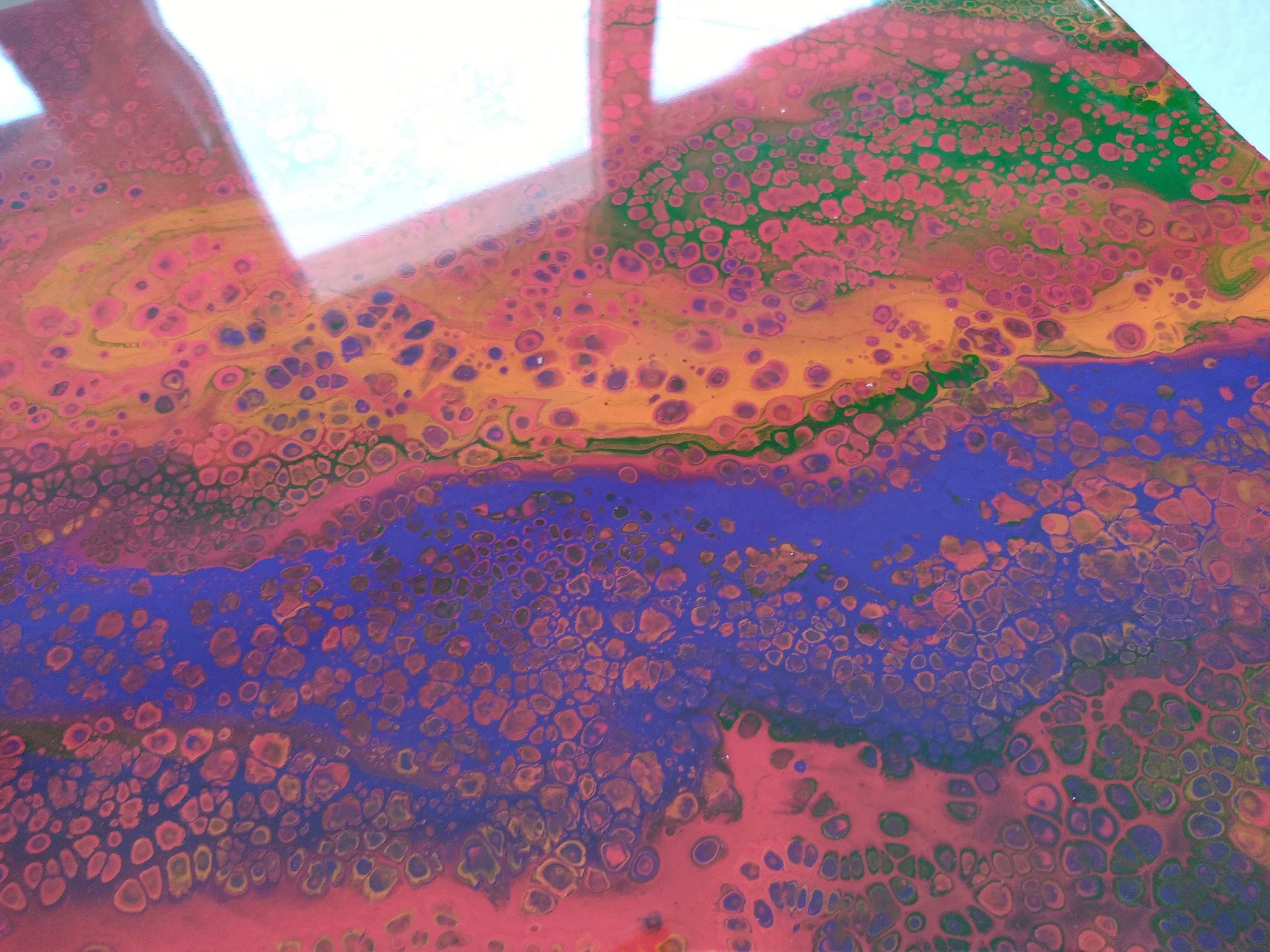 Small Boho Resin Wood Side Coffee Table, Modern Square Wooden Red Blue Unique End Low Sofa Bedside Bedroom Abstract Epoxy Art Coffee Table