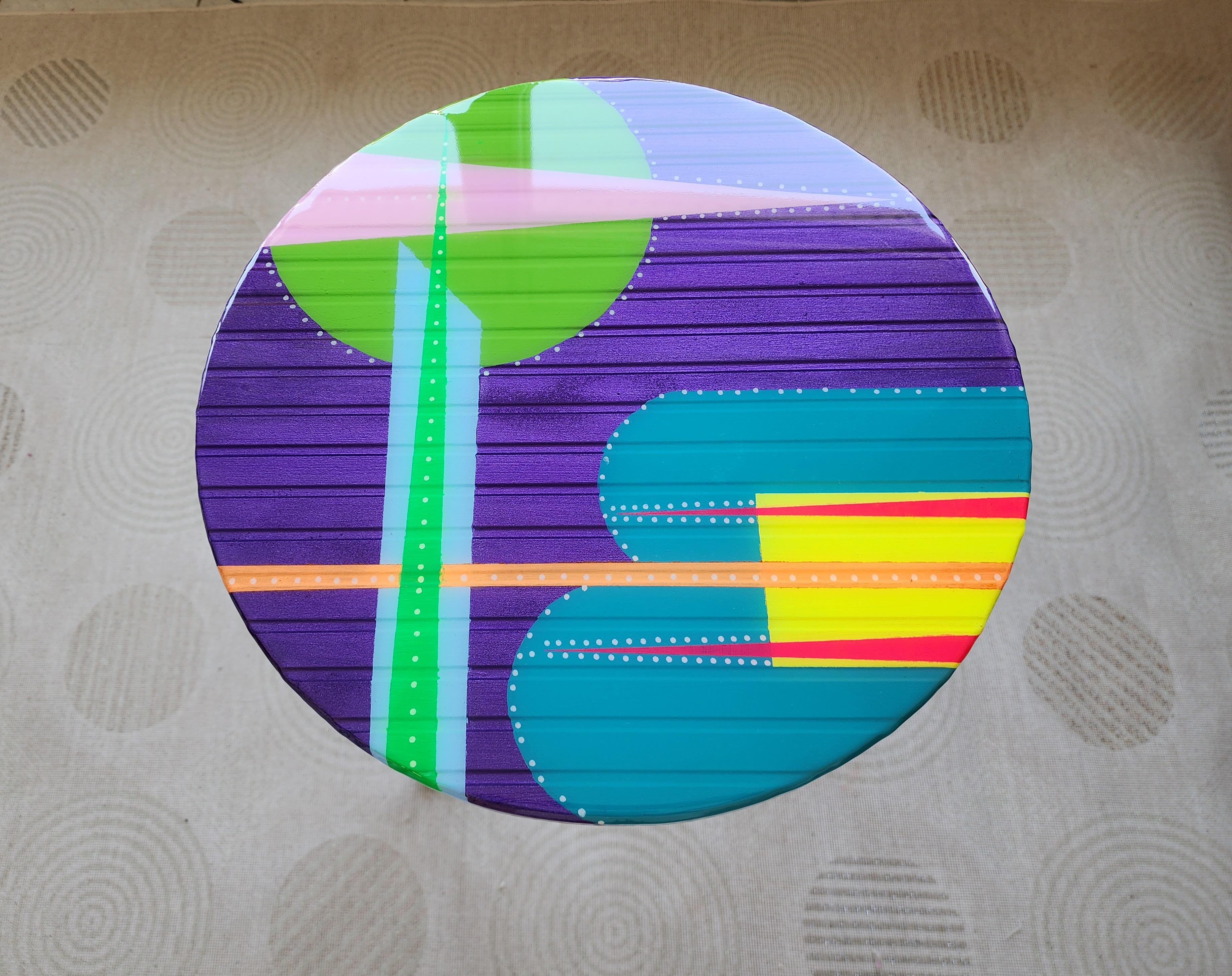 Colorful Round Pink Purple Resin Table