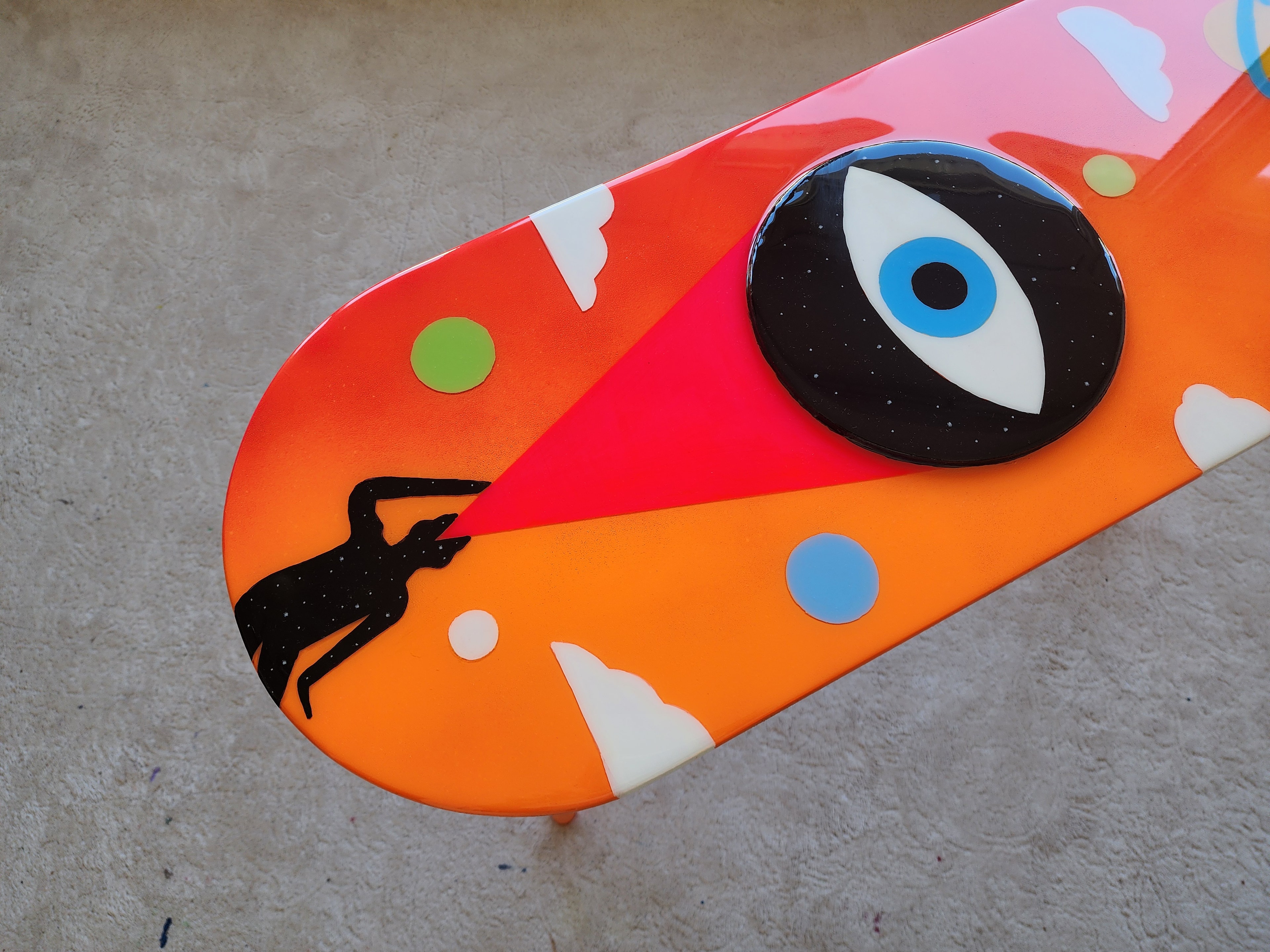 Handmade Epoxy Resin Coffee Table, Abstract Boho Art Furniture