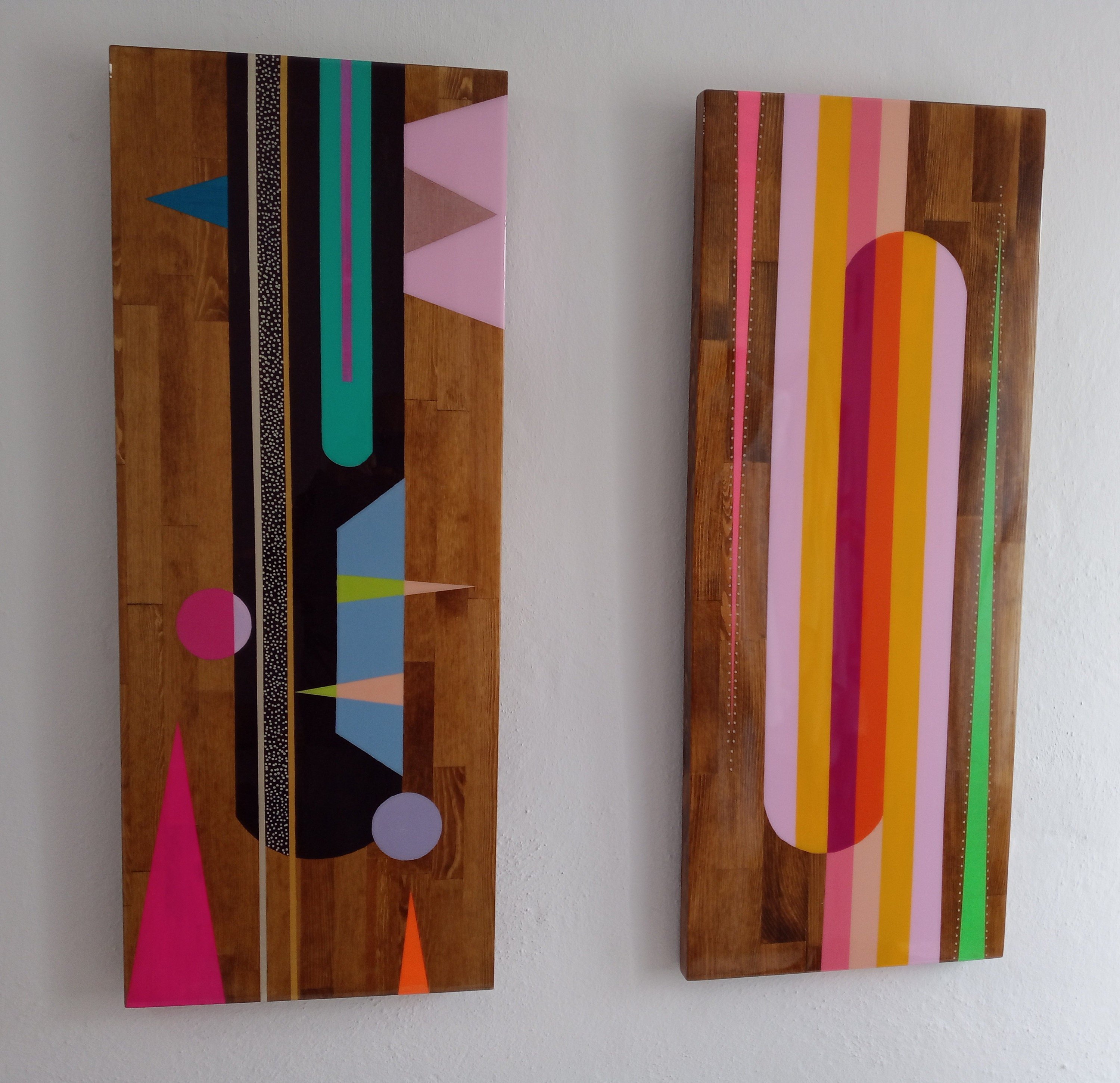 Contemporary Epoxy Resin Wall Art Decor,Wooden Geometric Modern Unique Glamorous Colorful Abstract Luxury Living Room Funky Wall Art Design