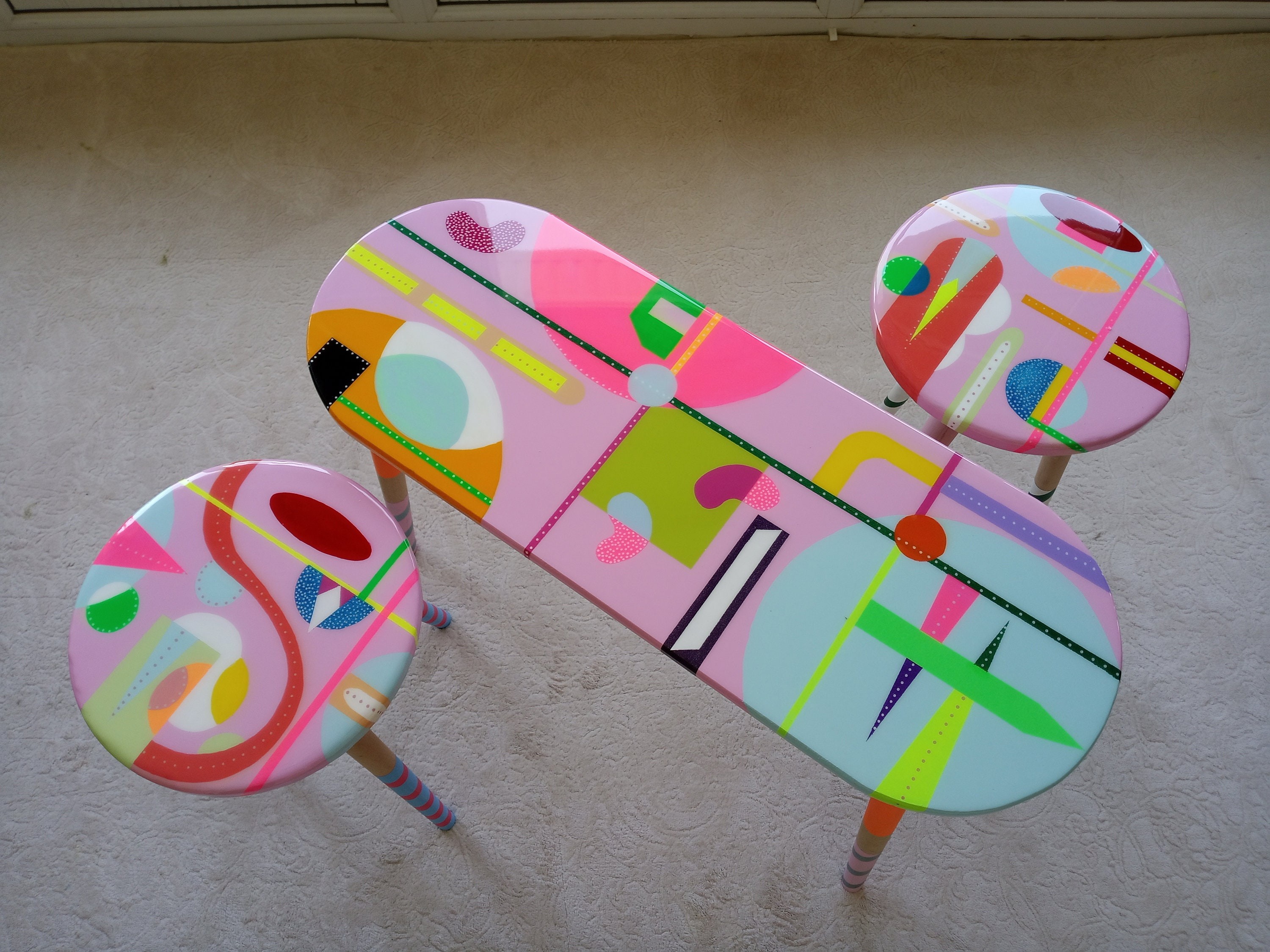 Colorful Abstract Epoxy Resin Side Coffee Tables Mother's Day Gift,Anniversary gift,Cheer Up Gift,Positivity,Thoughtful,Cool Gifts For Her